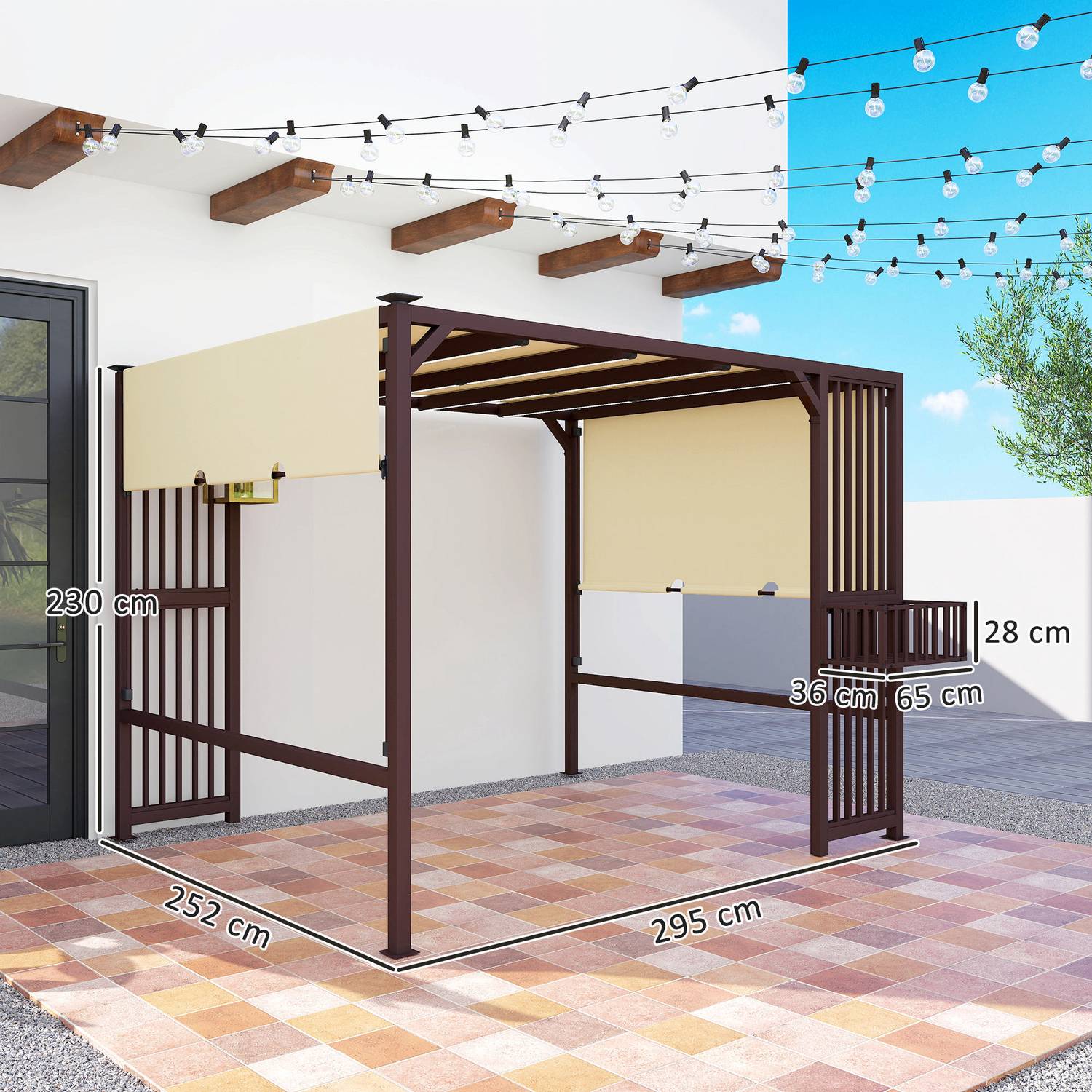 Fristående Pergola Gazebo 3x2,5m med justerbart tak
