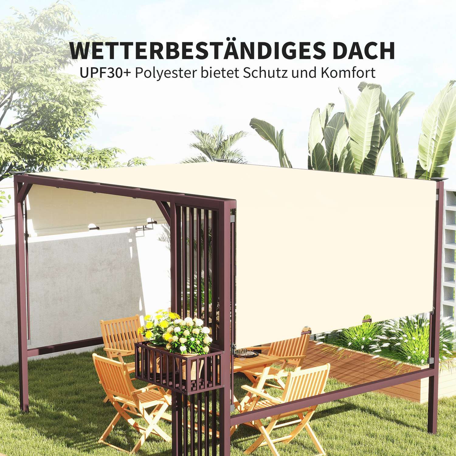 Fristående Pergola Gazebo 3x2,5m med justerbart tak