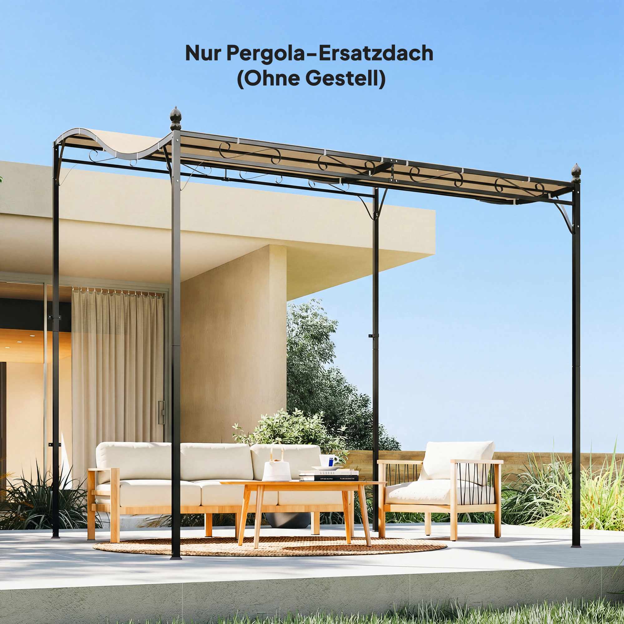 Pergola-reservtak, 3x3m, vattenavvisande polyester