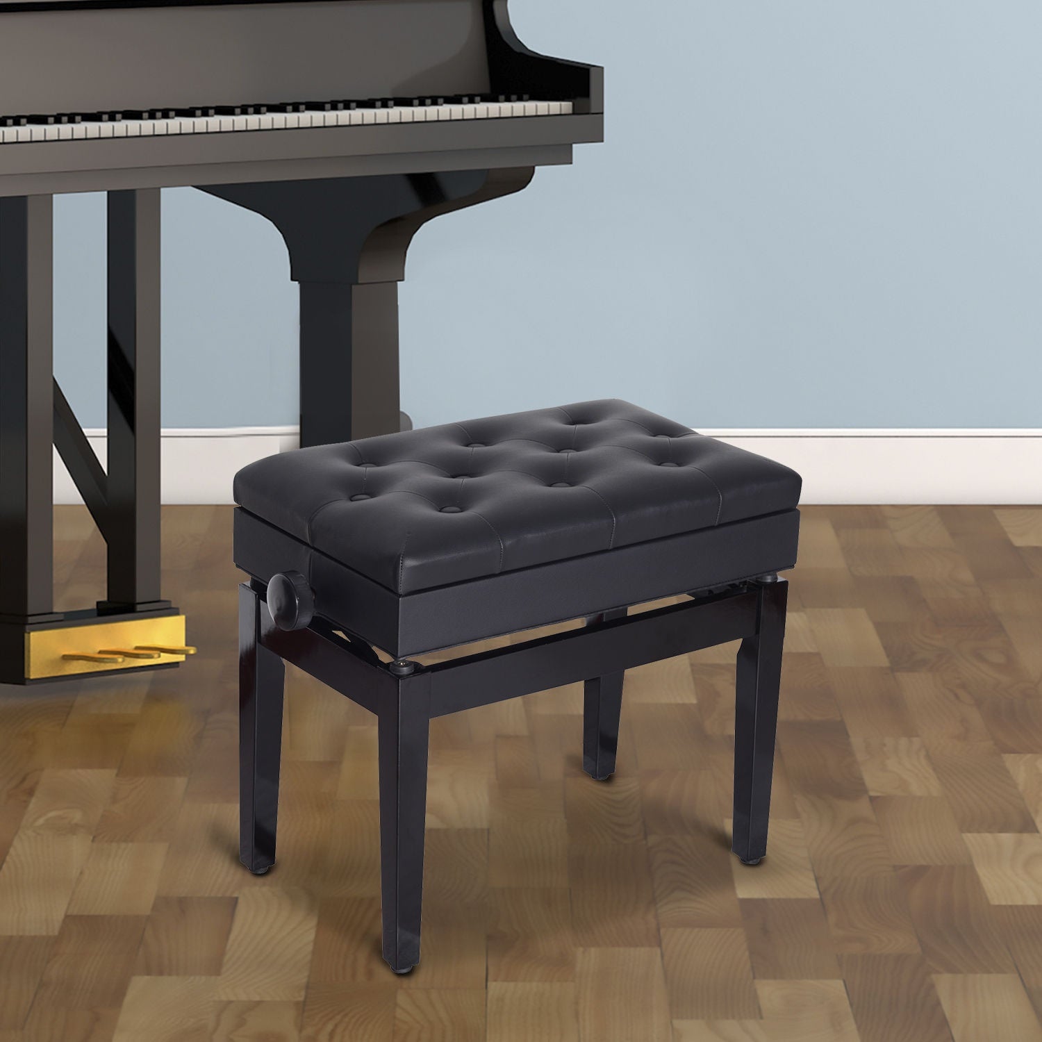 Justerbar pianobänk med förvaringsutrymme, 54,5x33x48-58 cm