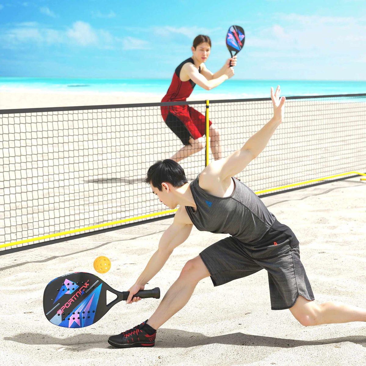 Pickleball-paddelsett i karbonfiber med sklisikkert grep, veske inkludert