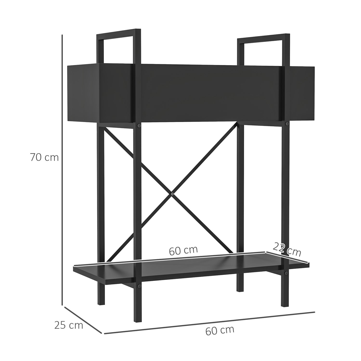 Plantställning i två plan i metall – inomhus/utomhus 70 cm hög