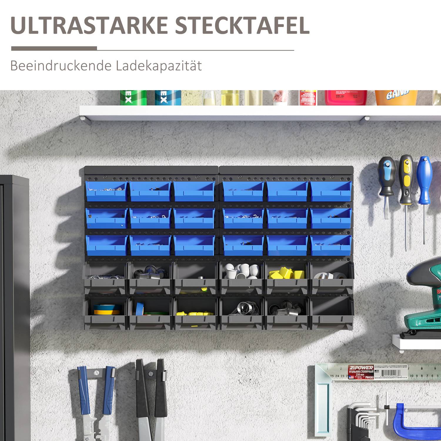 Plasthylla, 63x18x37,5 cm, 30 lådor i flera storlekar