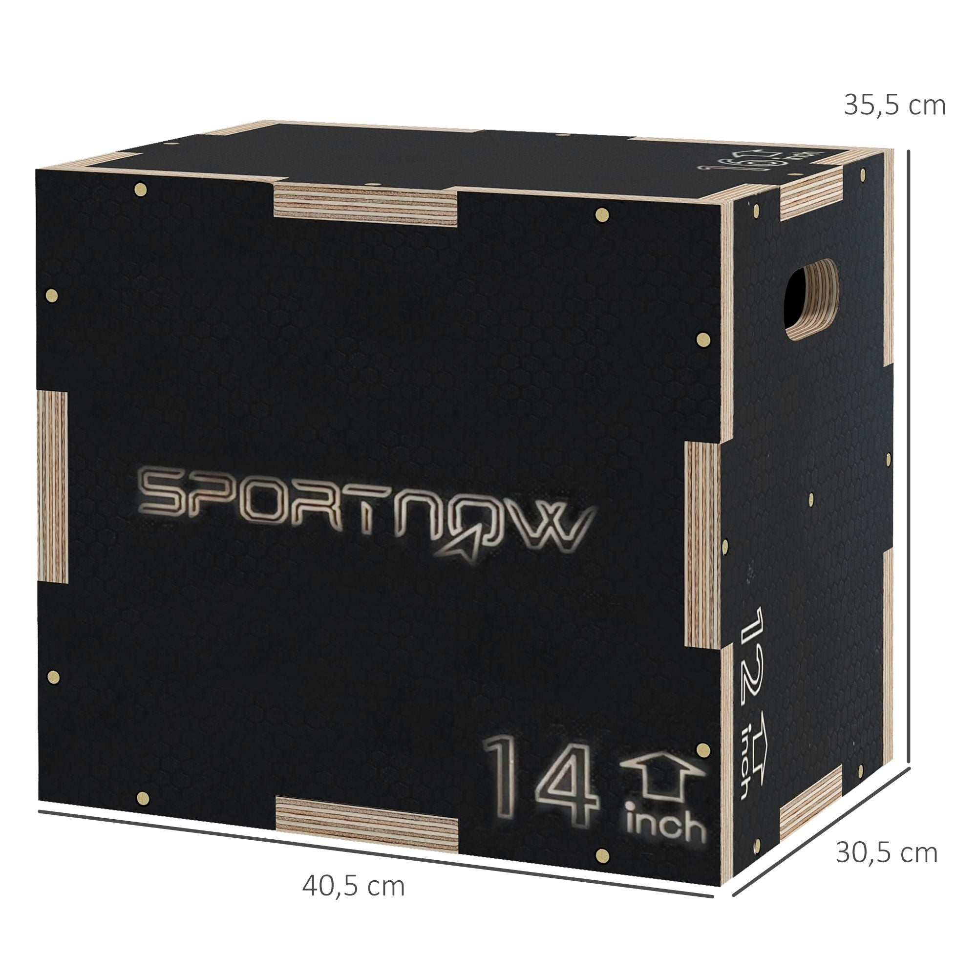 Plyobox, 3 höjder, 40,5x35,5x30,5 cm, svart, 120 kg kapacitet
