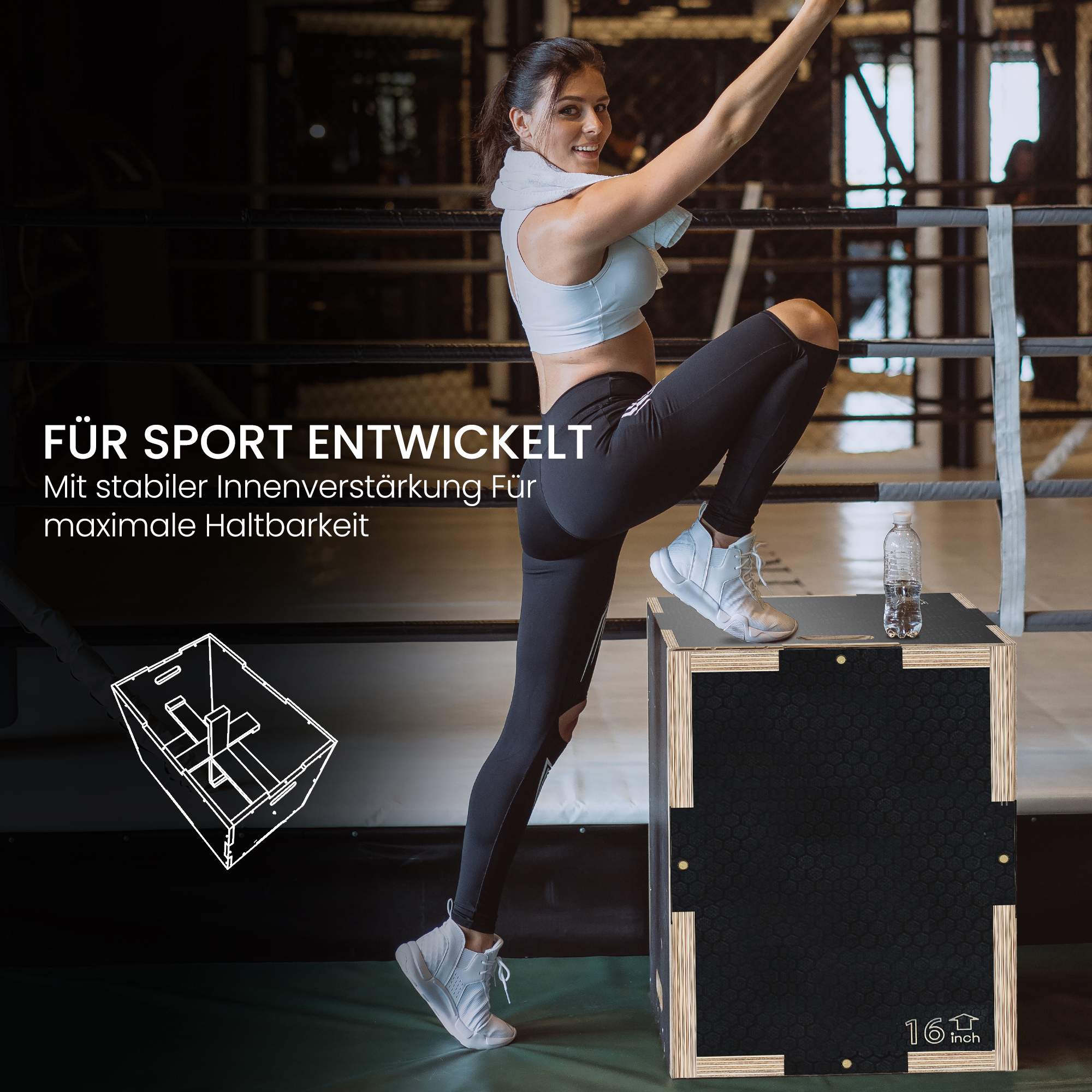 Plyobox, 3 höjder, 40,5x35,5x30,5 cm, svart, 120 kg kapacitet