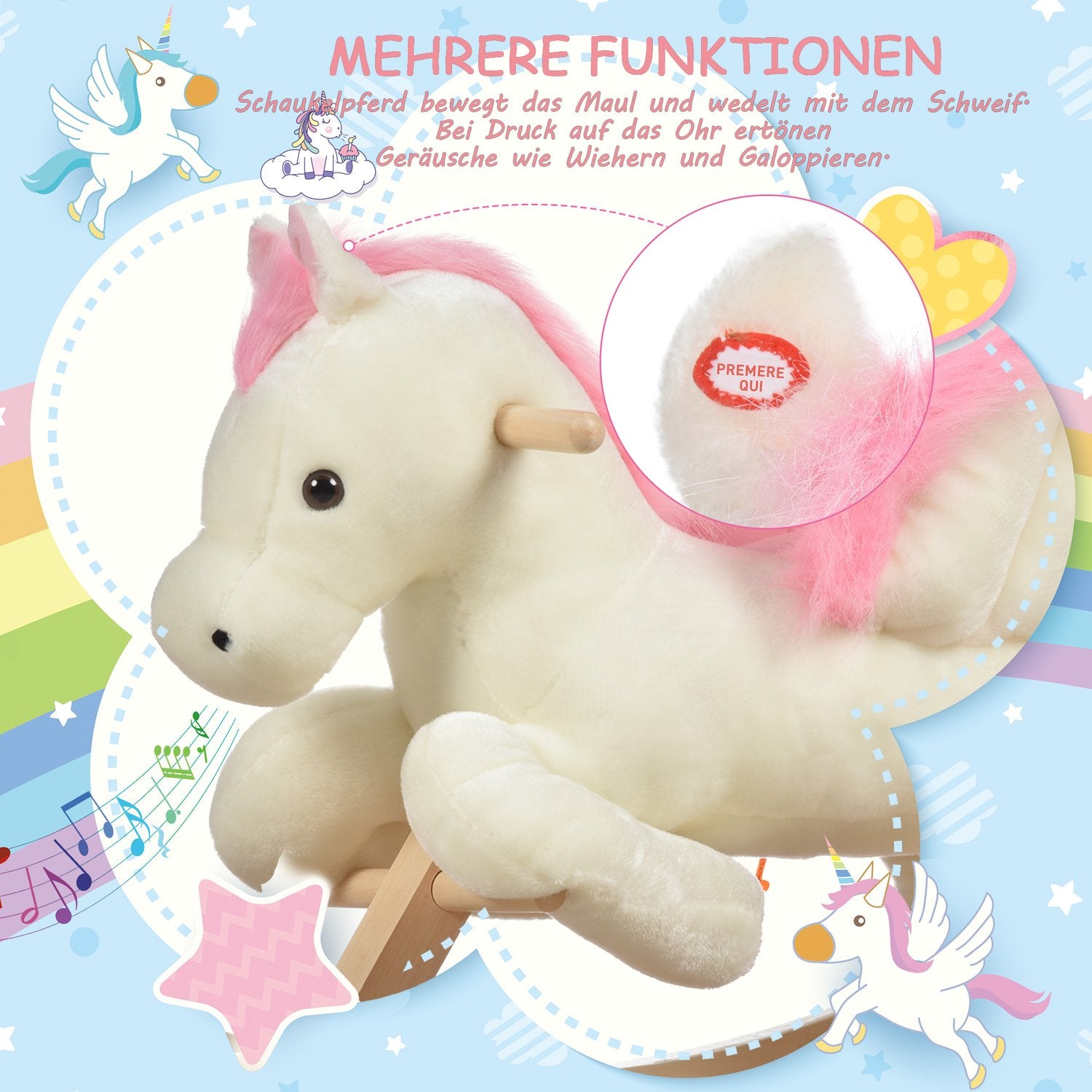 Plysch gunghäst med ljud och handtag, 18-36 månader