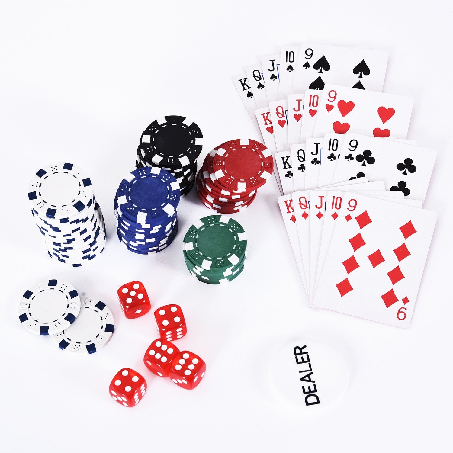 Pokerchipset – 300 marker, 2 kortlekar, 5 tärningar, aluminiumfodral