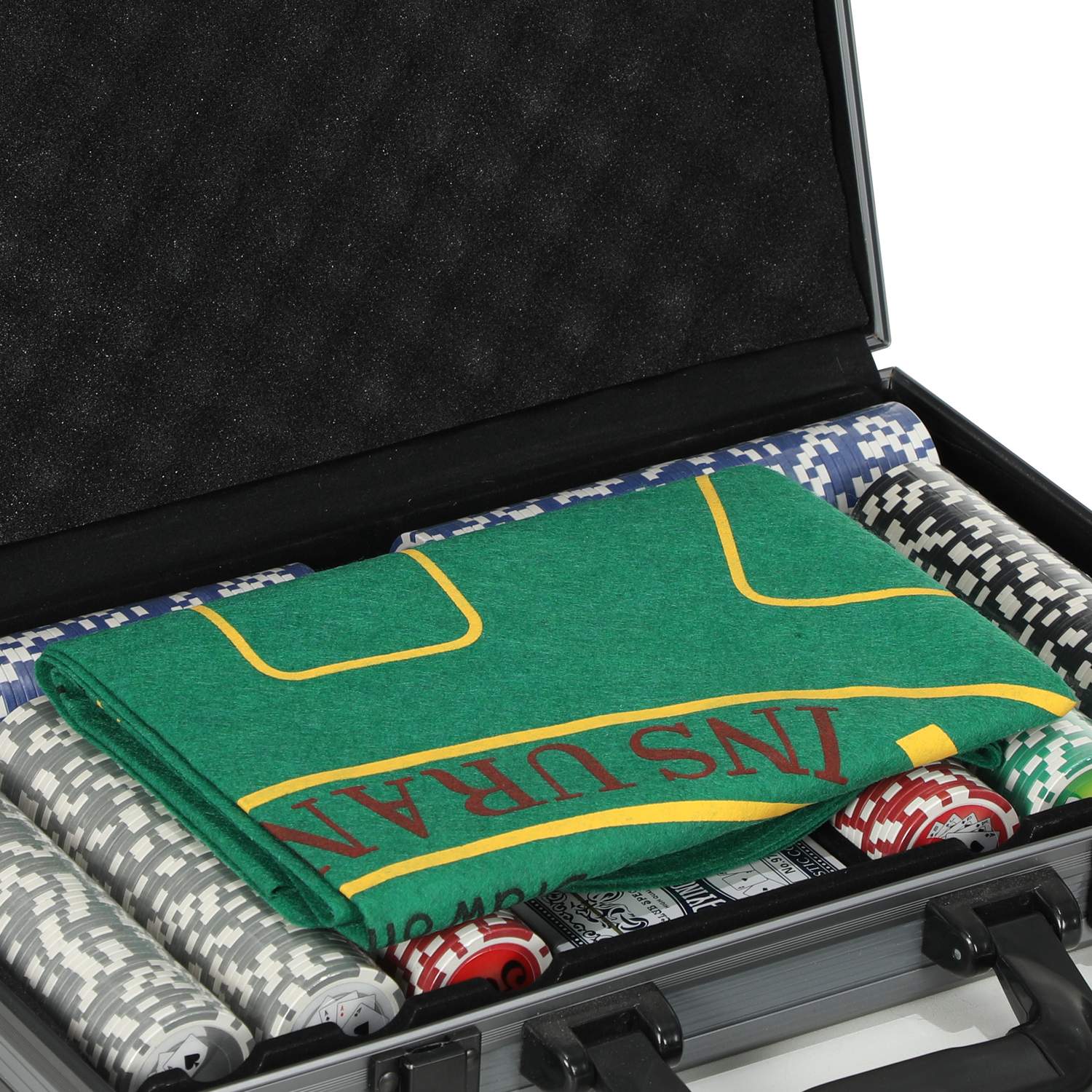 Pokerset med 400 marker, lekmatta och aluminiumfodral