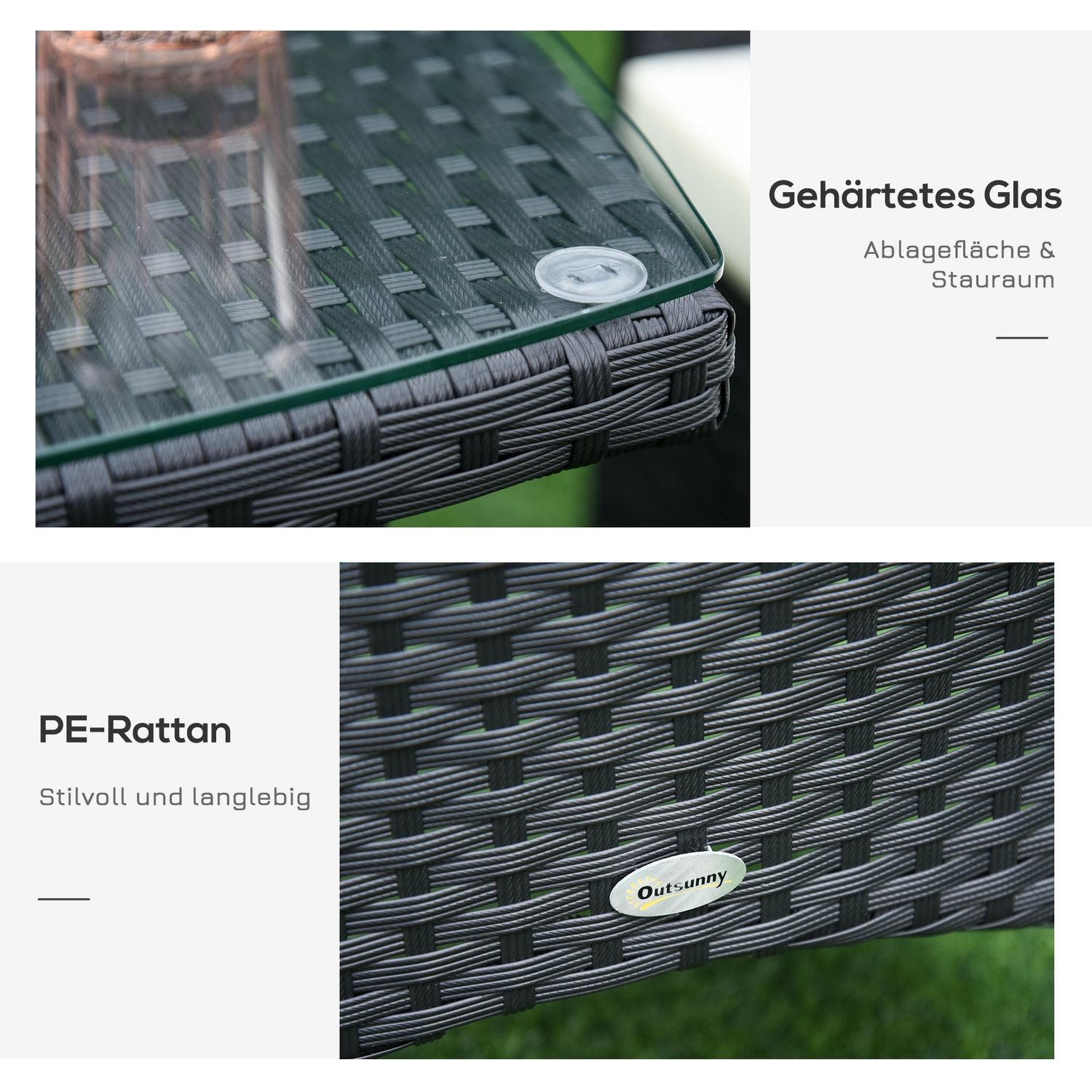 Polyrattan trädgårdsbalkongsittset för 2, svart