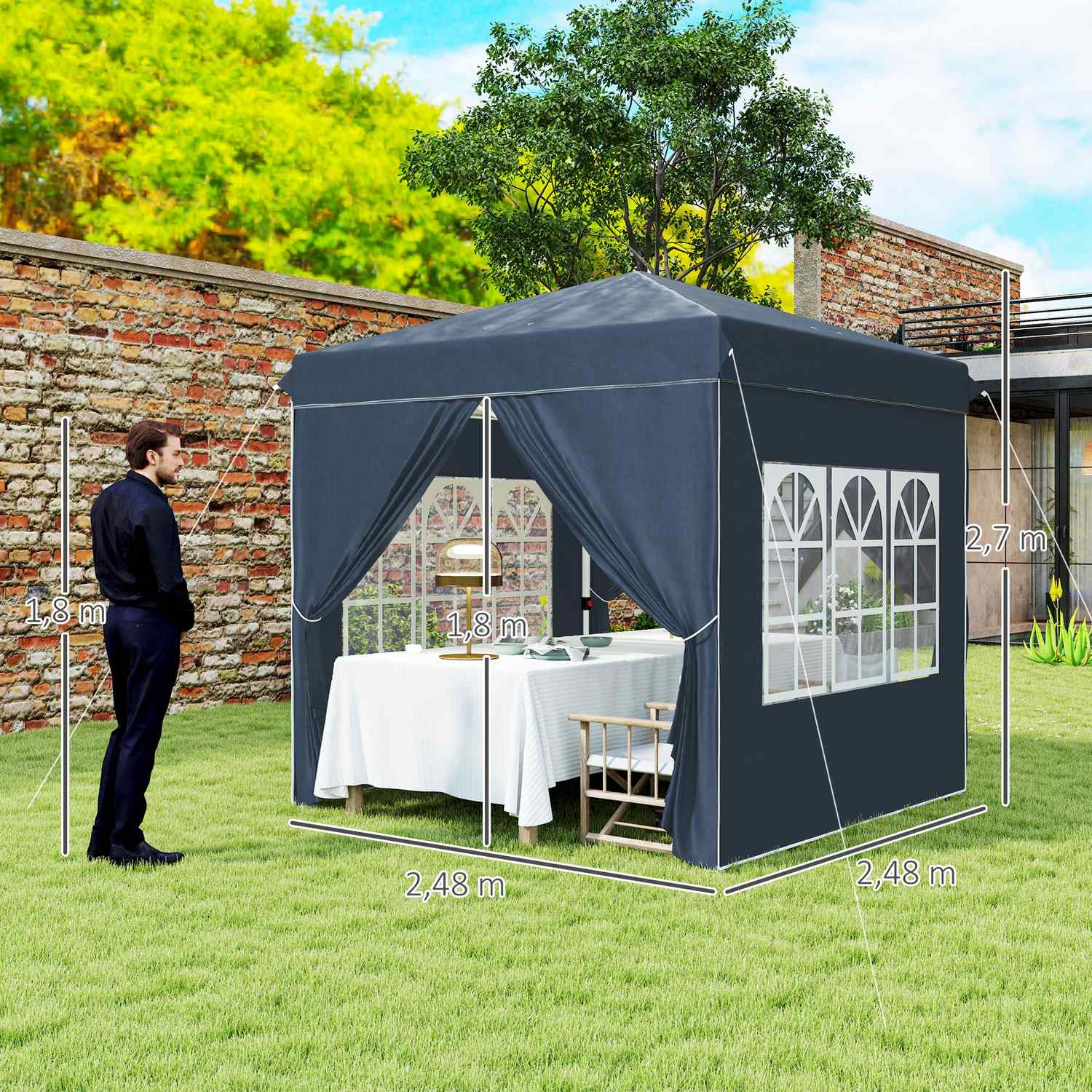 Pop-Up Gazebo, 2,5x2,5m, vattenavvisande, UV 50+