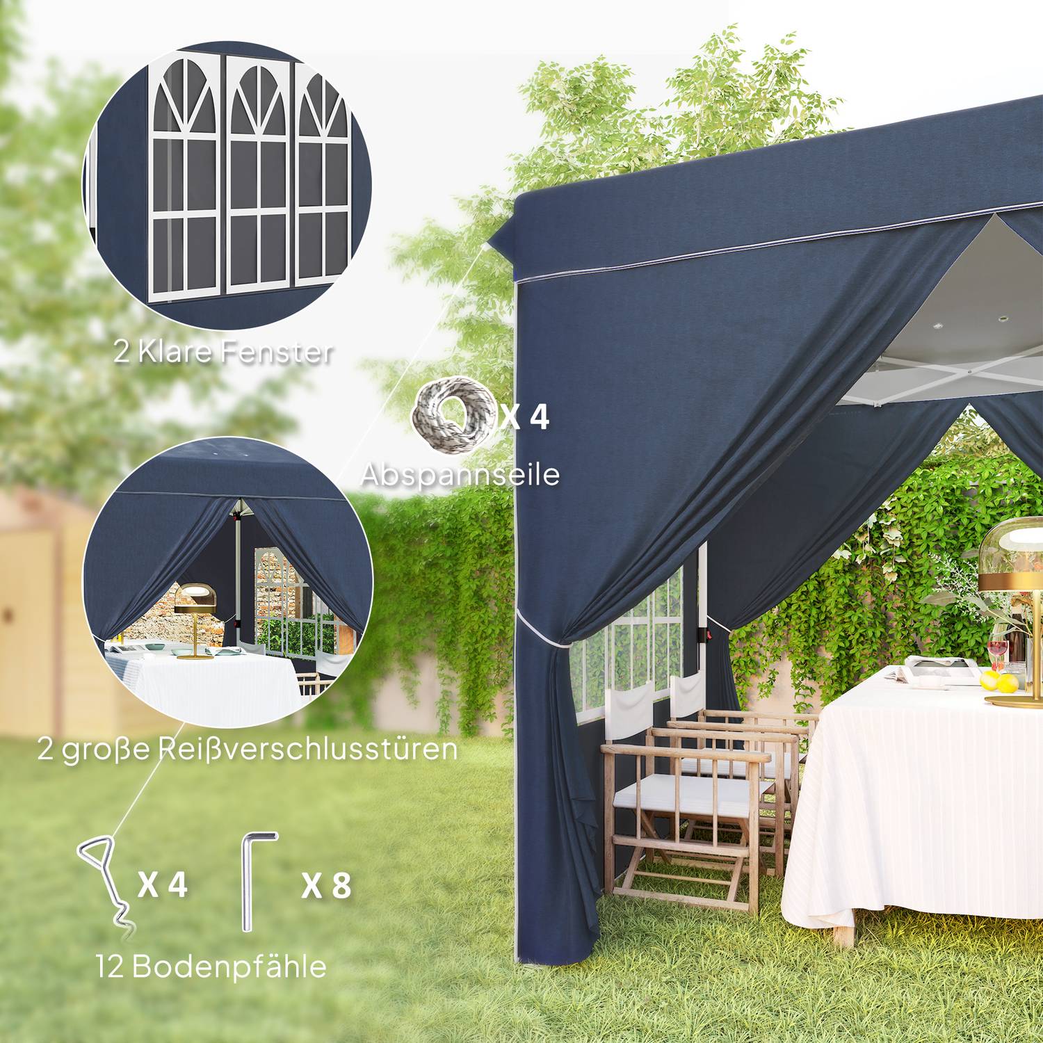 Pop-Up Gazebo, 2,5x2,5m, vattenavvisande, UV 50+