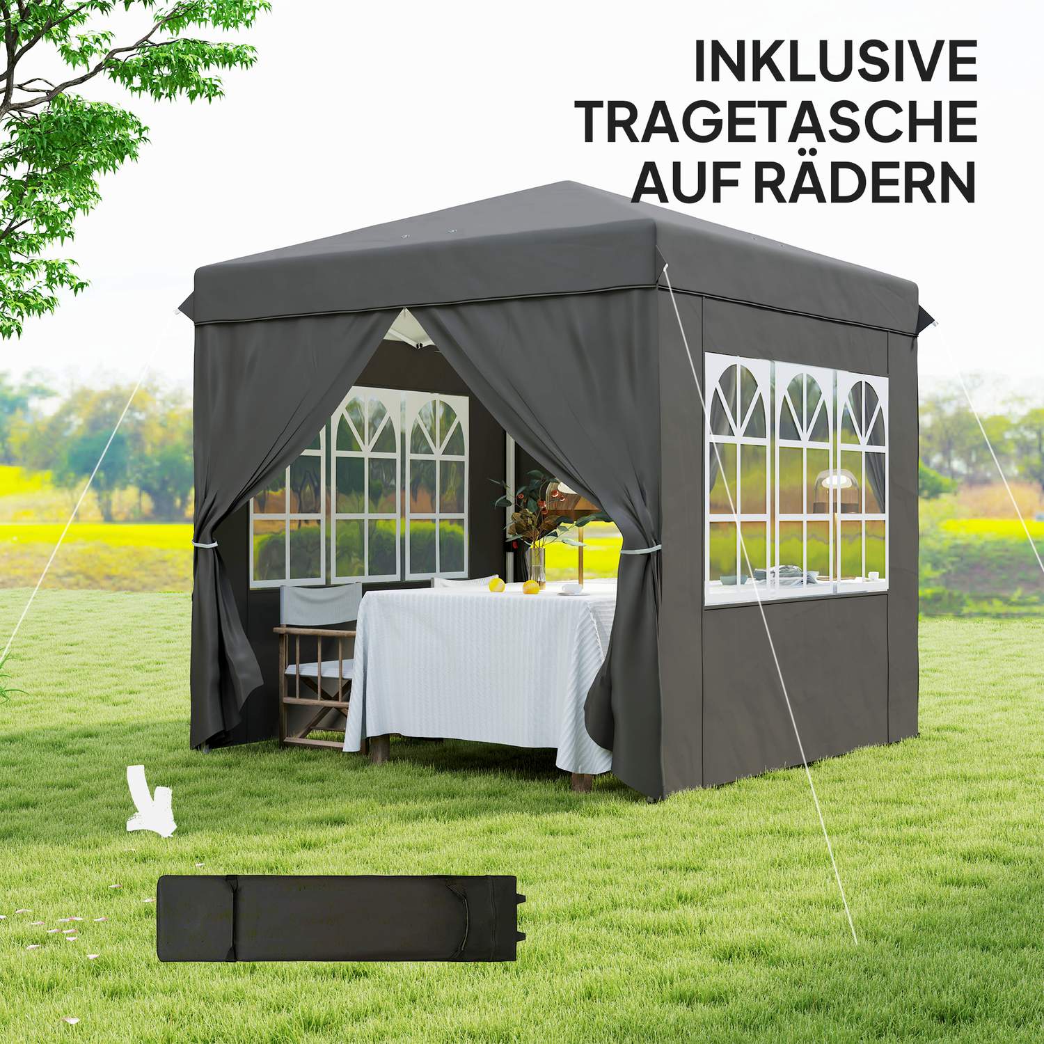 Pop-Up Gazebo 2,5x2,5m, vattenavvisande, UV50+, mörkgrå