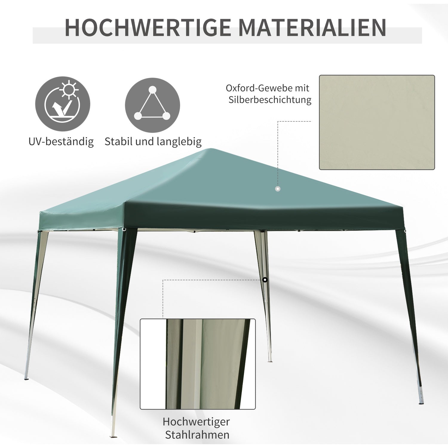 Pop-Up Gazebo 2,95x2,95M, UV-beständig hopfällbar stålram