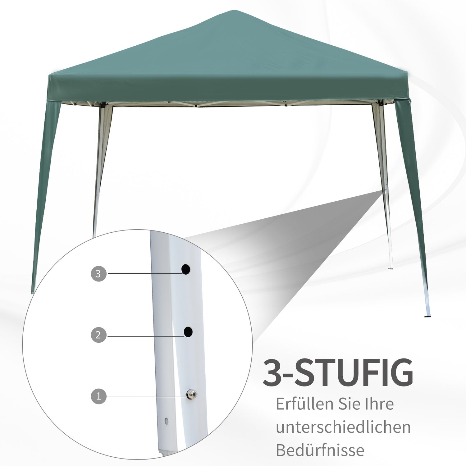Pop-Up Gazebo 2,95x2,95M, UV-beständig hopfällbar stålram