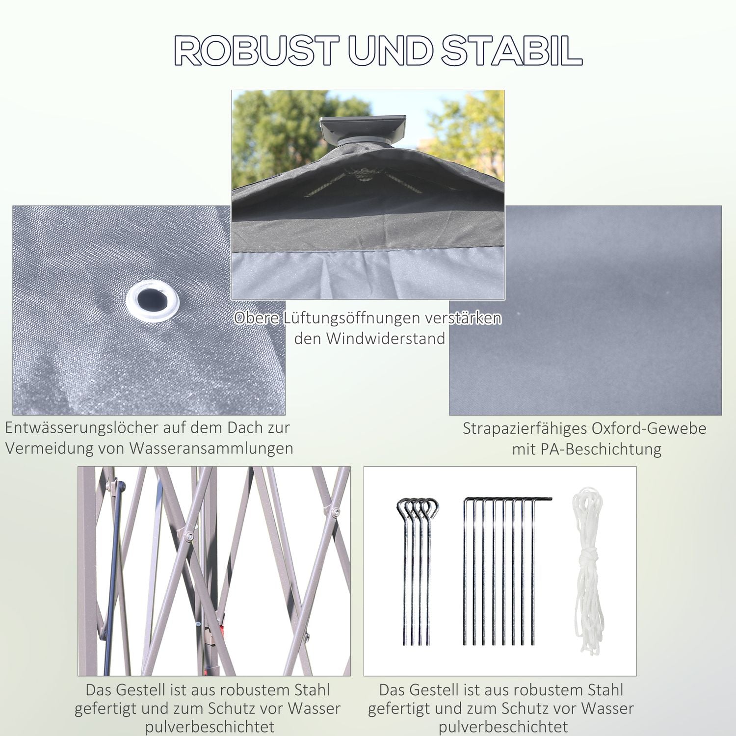 Pop-Up Gazebo 3,3x3,3M med LED, Meshväggar, Solskydd