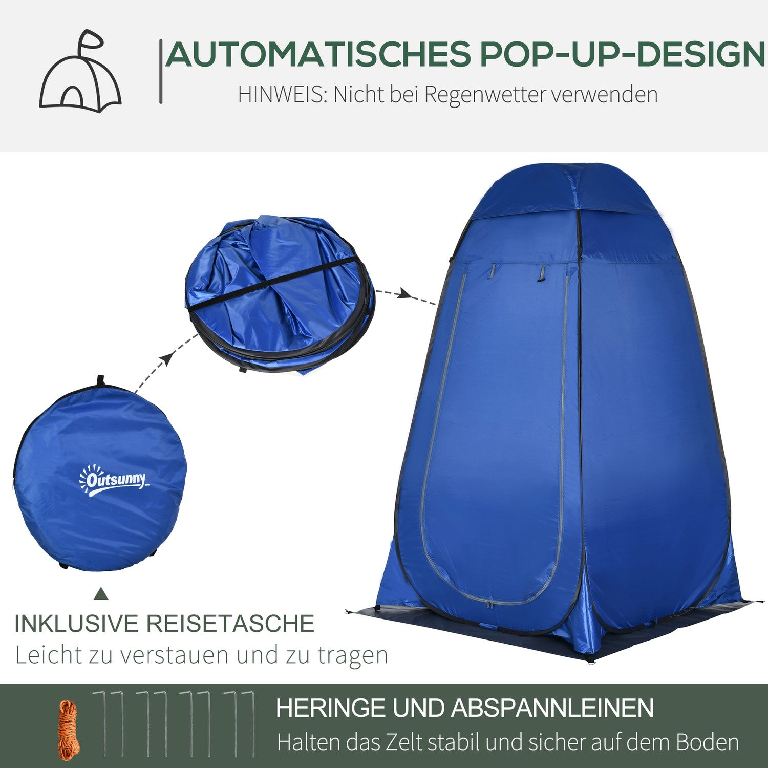 Utomhus pop-up dusch och toaletttält med bärväska