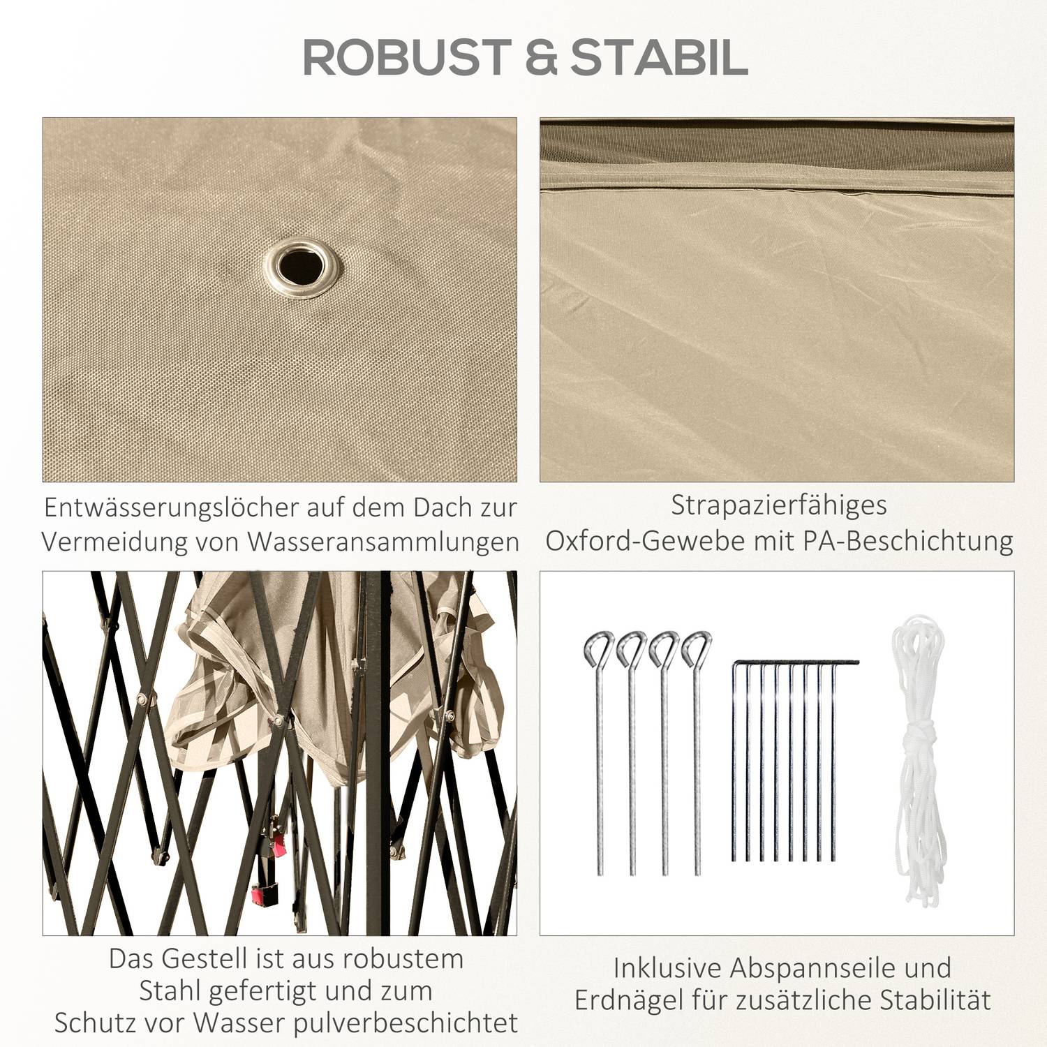 Pop-Up vattenavvisande lusthus, 3,3x3,3m, UV-skydd