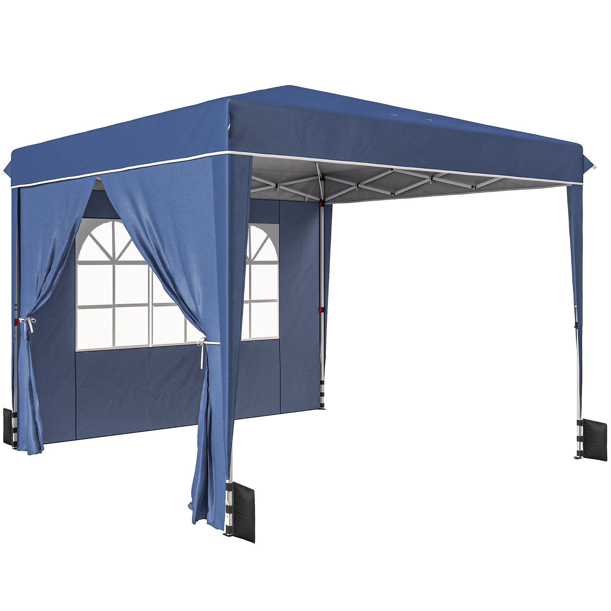 Pop-up-paviljong 3x3m, vattentät, justerbar höjd, blå