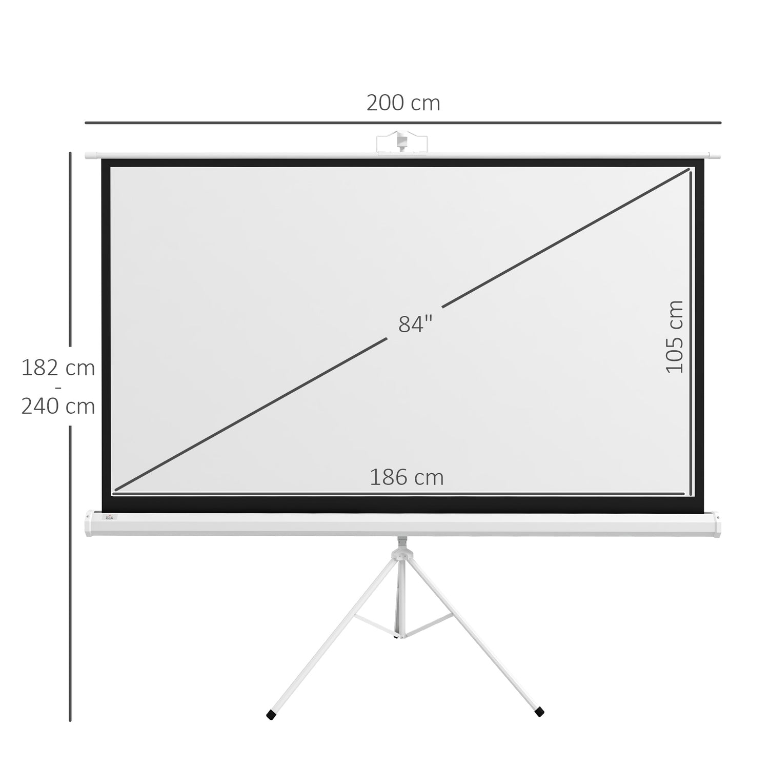 Projektorduk med stativ, 186x105 cm, 16:9 HD 4K