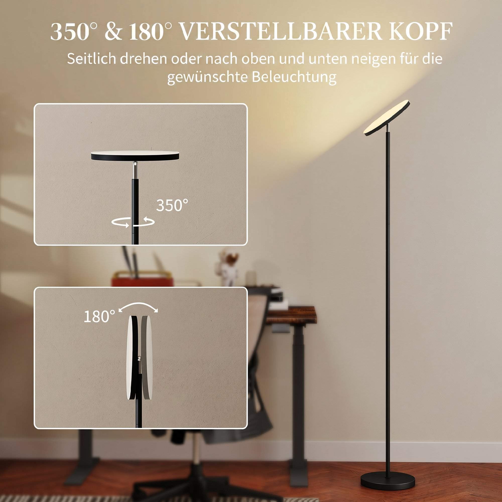 RGB-golvlampa, dimbar, fjärrkontroll och touch, svart