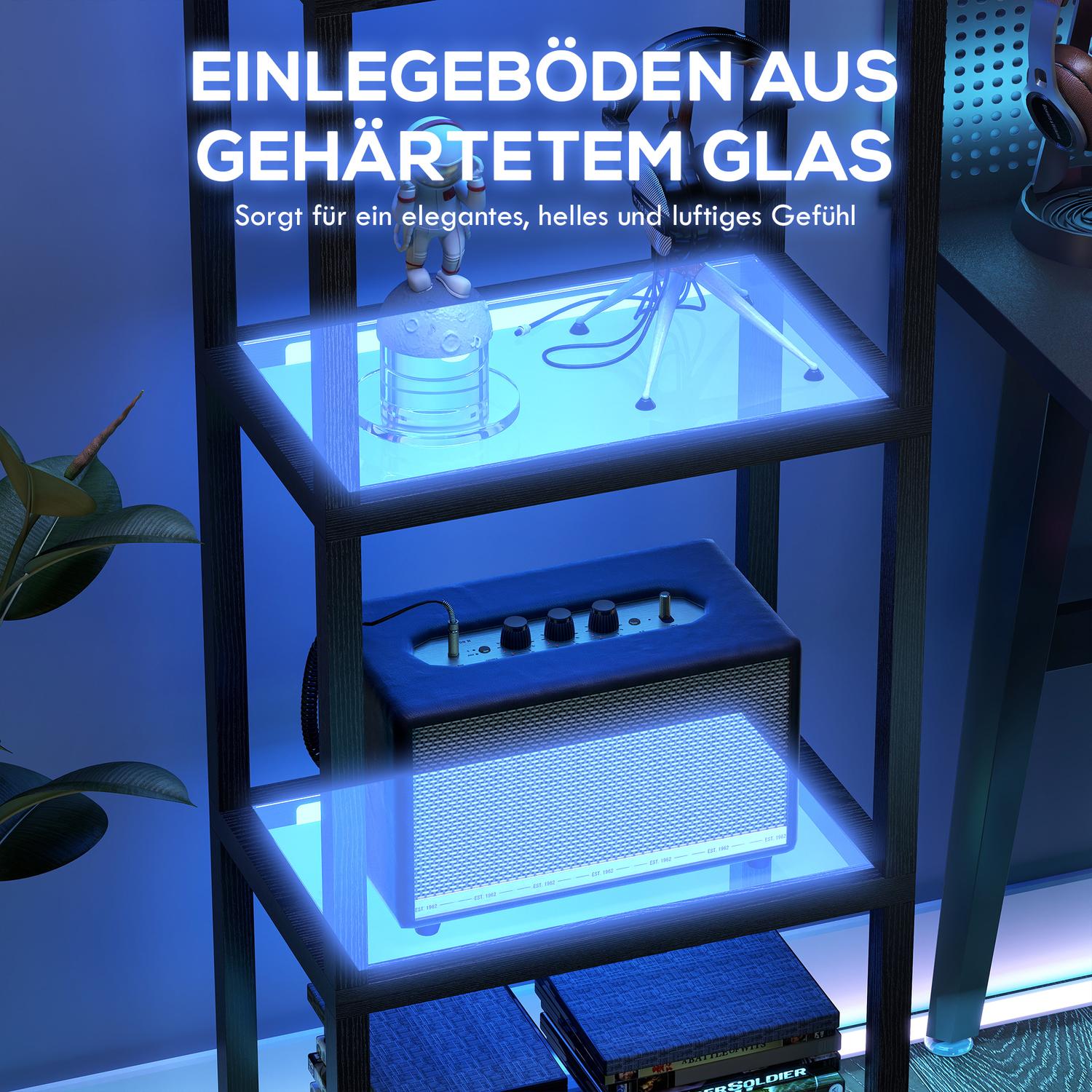 RGB-golvlampa med glashyllor, LED, fjärrkontroll, musiksynkronisering