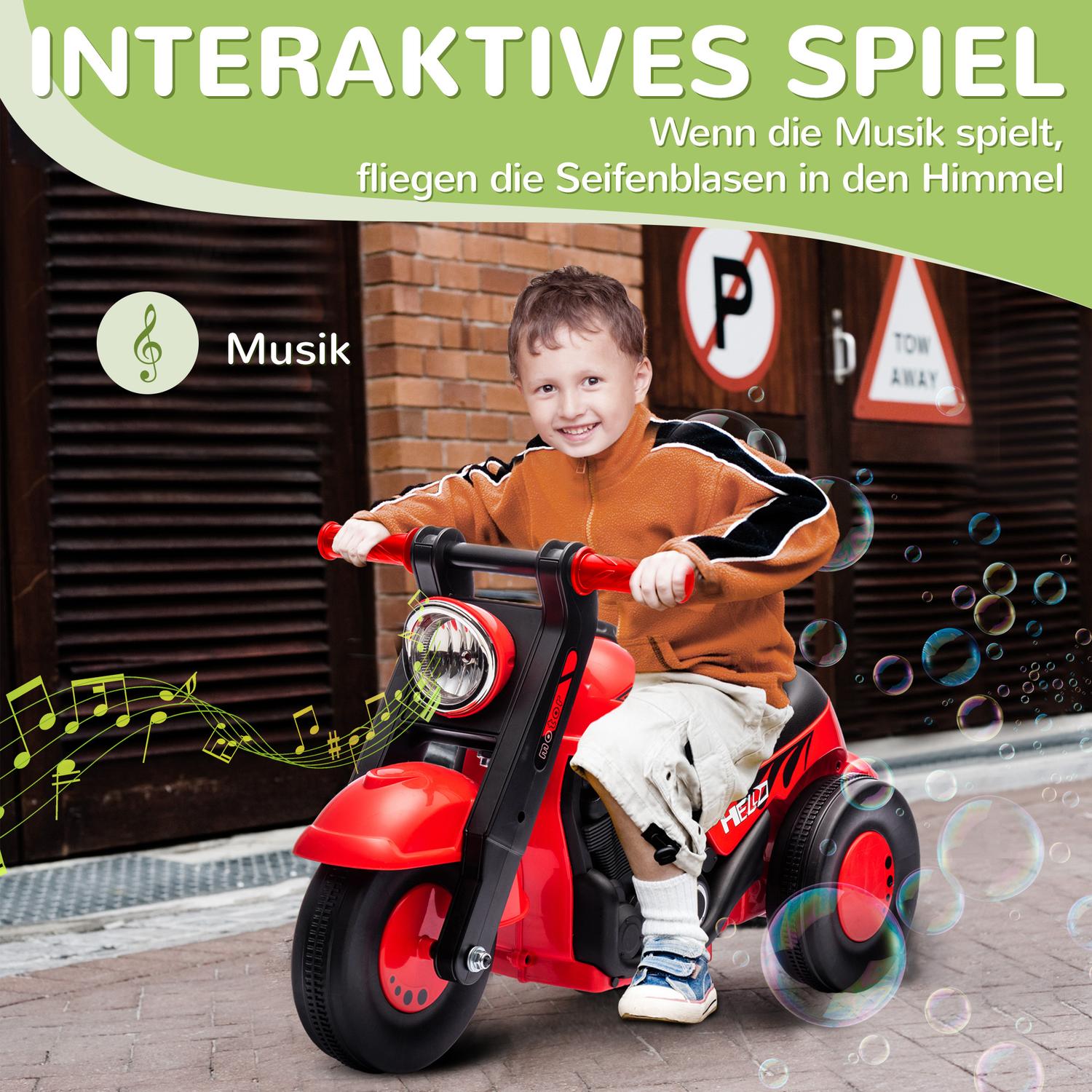 Röd åkbil för barn 2-5 år, musik och bubbelfunktion