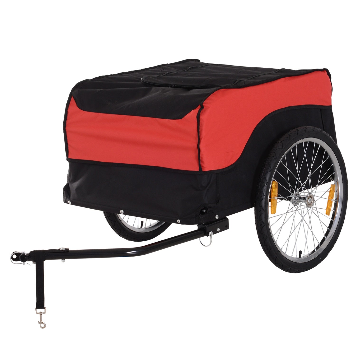 Röd-svart cykellastvagn, transportförråd