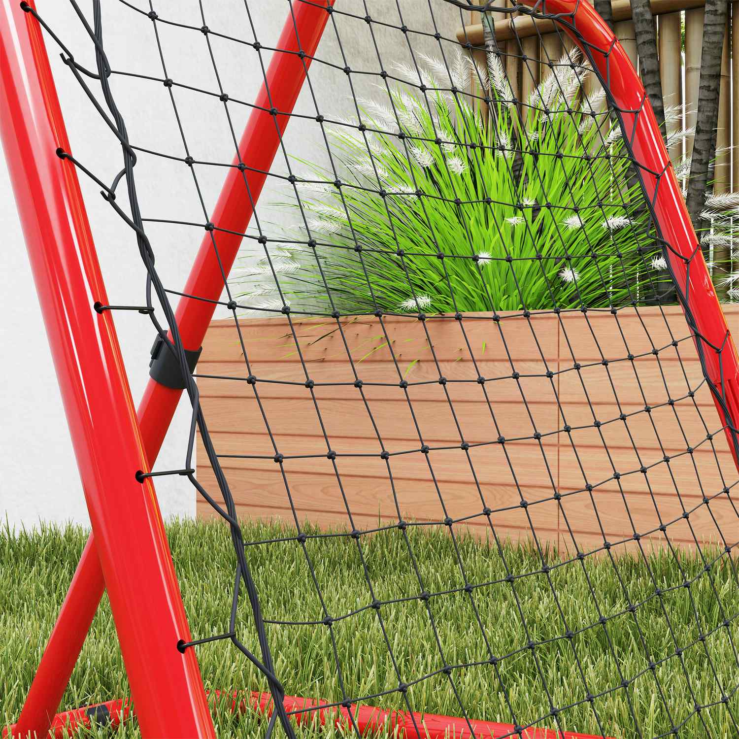 Vikbar fotbollsrebounder – röd, metall, 63 x 63 cm