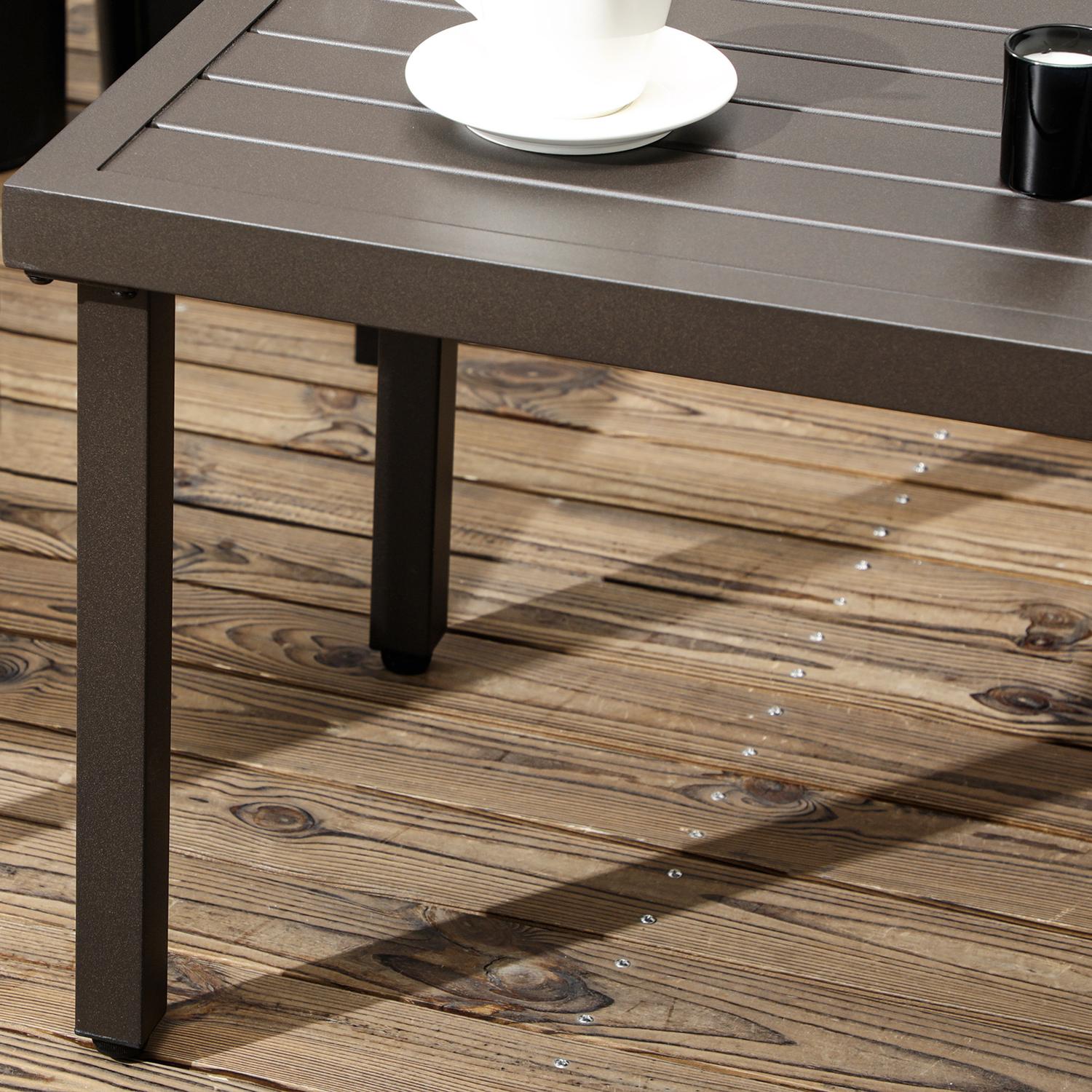 Rektangulärt soffbord i stål – Trälook, 91x51x46 cm