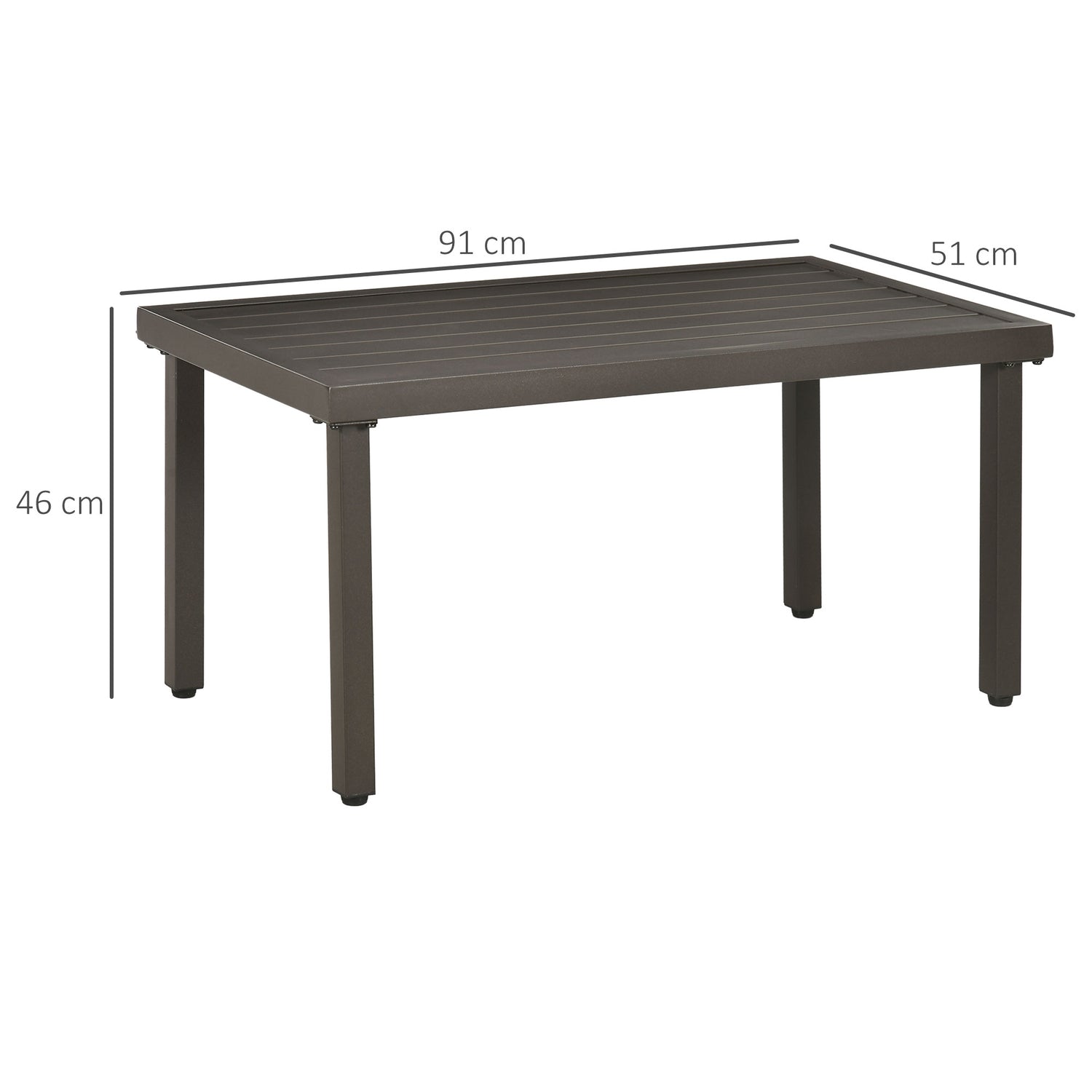 Rektangulärt soffbord i stål – Trälook, 91x51x46 cm