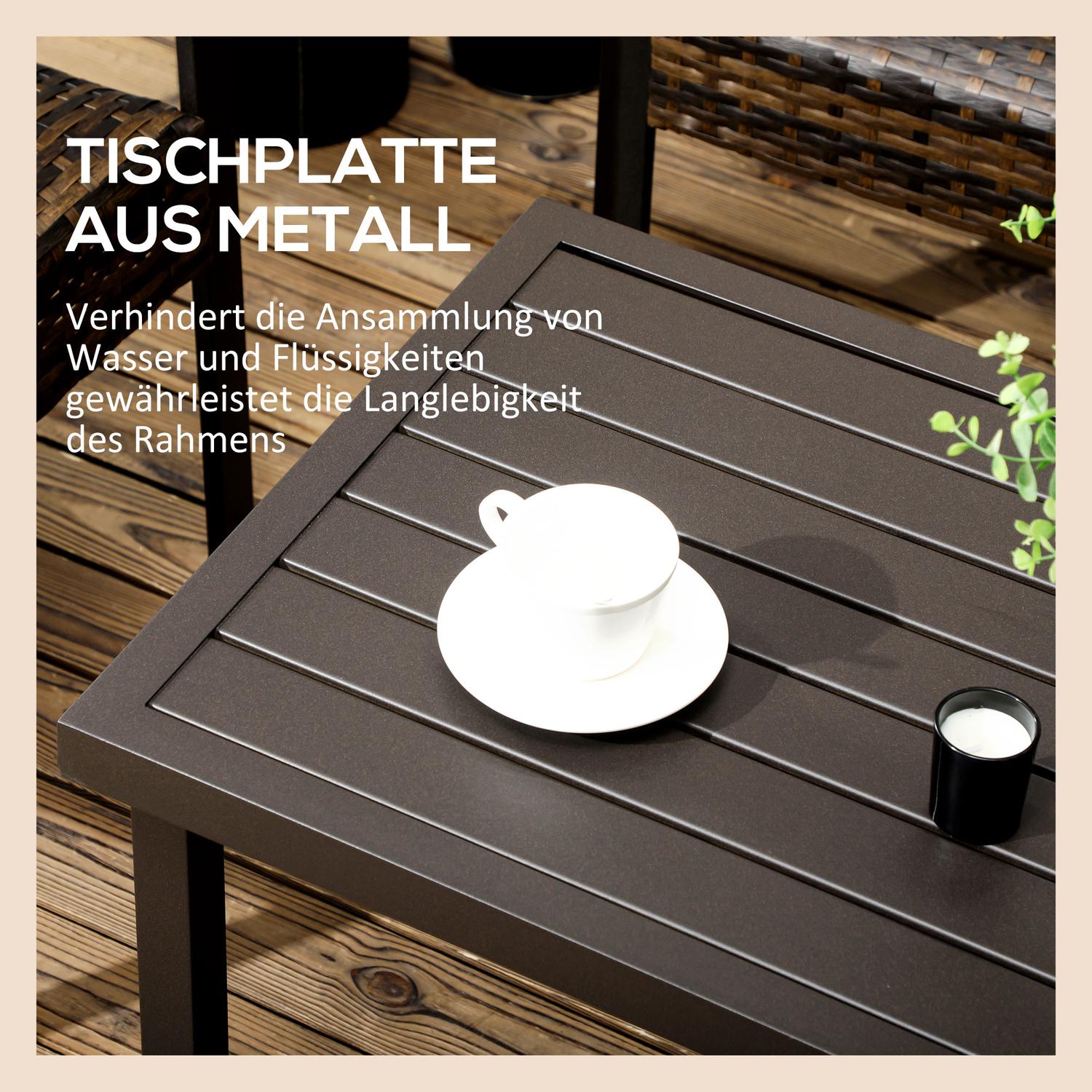 Rektangulärt soffbord i stål – Trälook, 91x51x46 cm