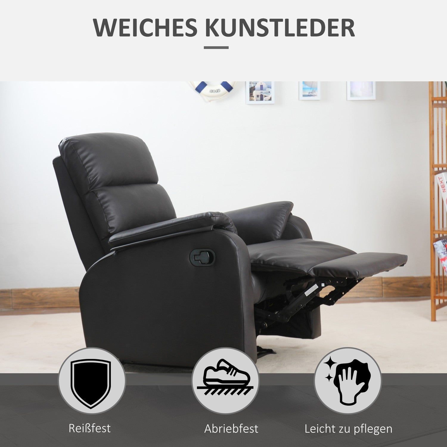 Ergonomisk brun vilstol – konstläder, justerbar