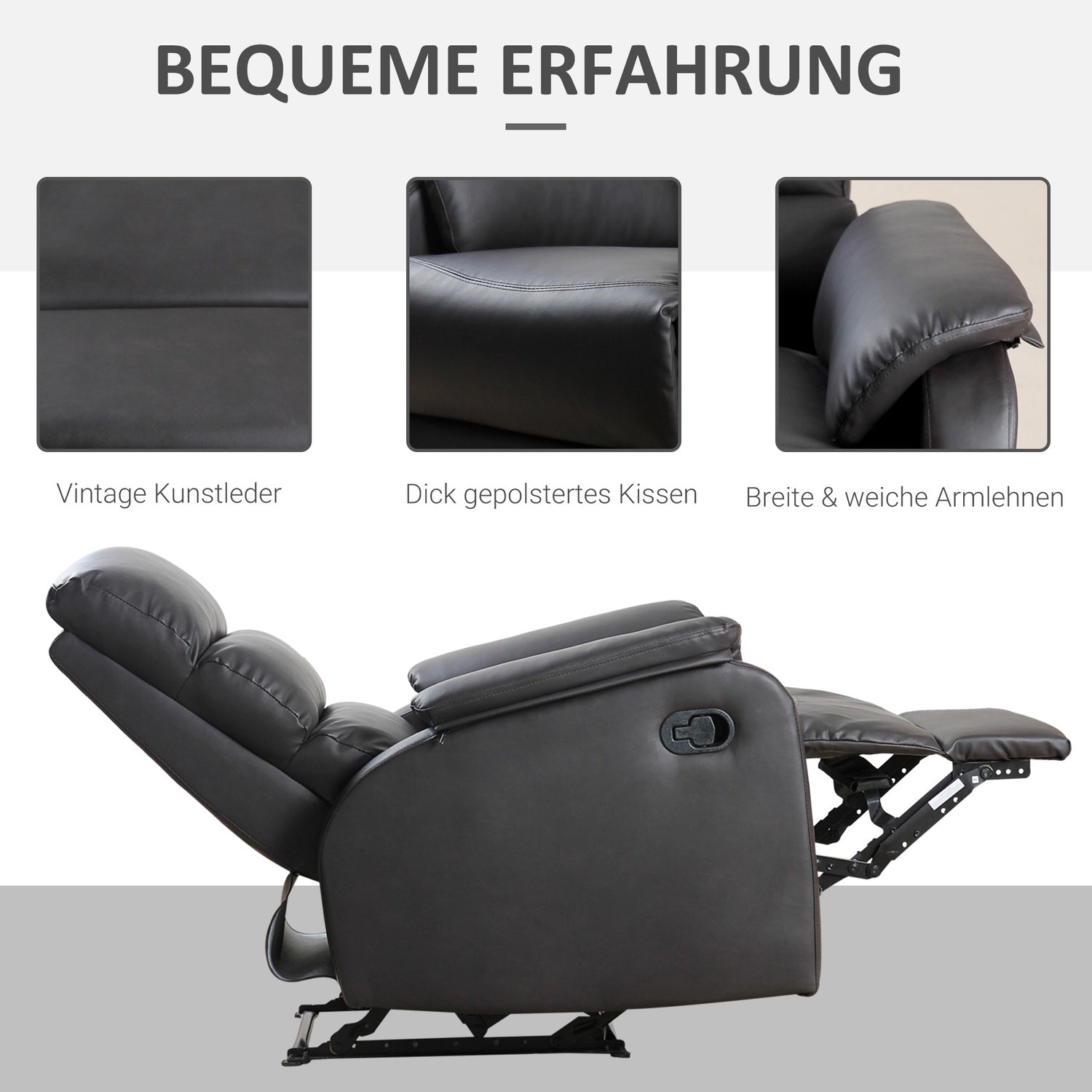 Ergonomisk brun vilstol – konstläder, justerbar