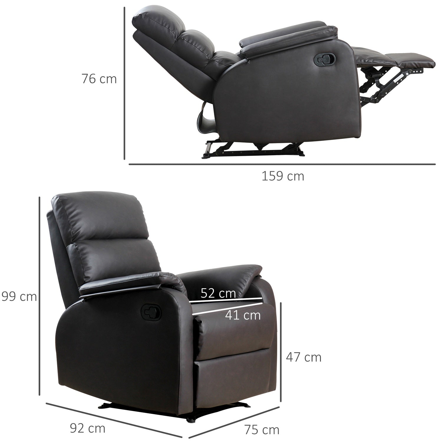 Ergonomisk brun vilstol – konstläder, justerbar