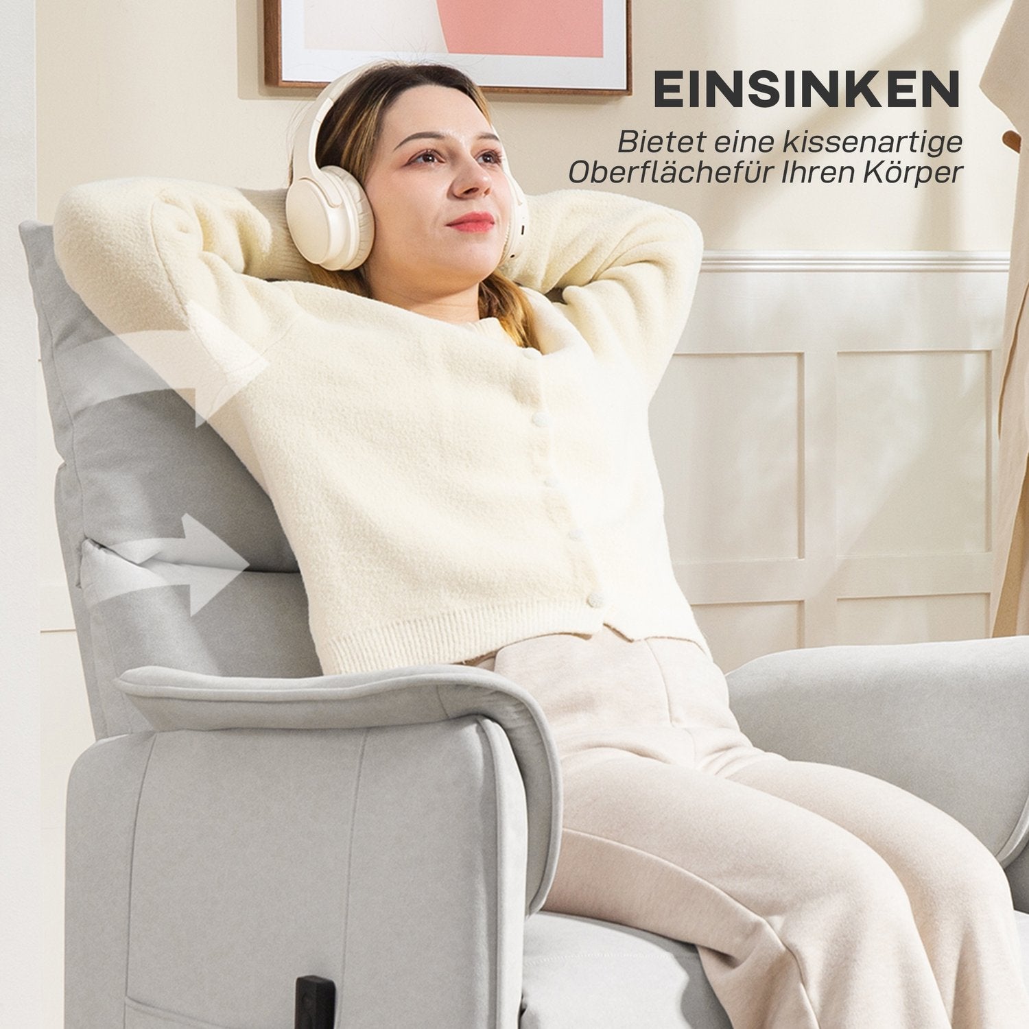 Elektrisk vilstol med tyst minnesfunktion, Cream Velvet