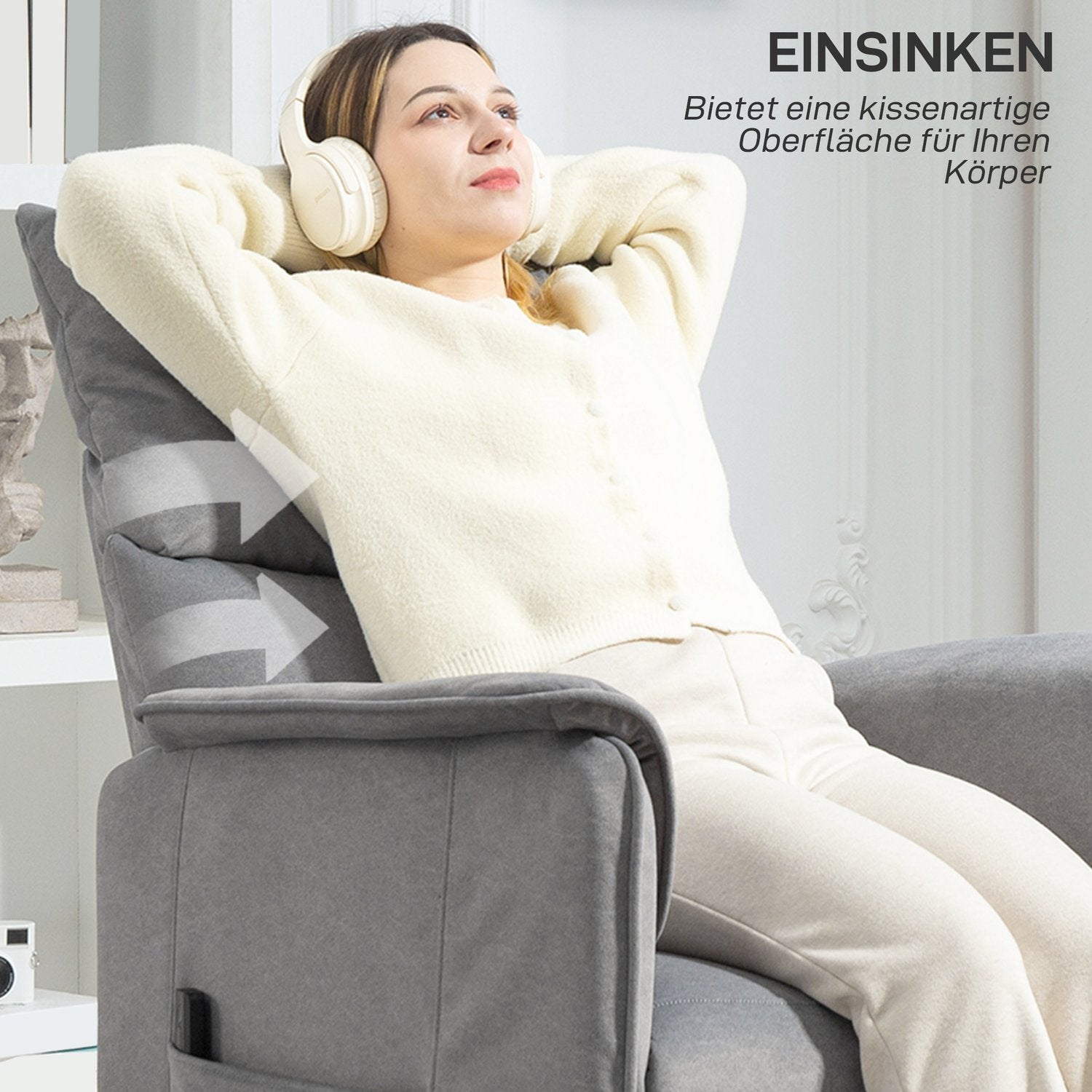 Elektrisk vilstol, tyst, minnesfunktion, grå sammet