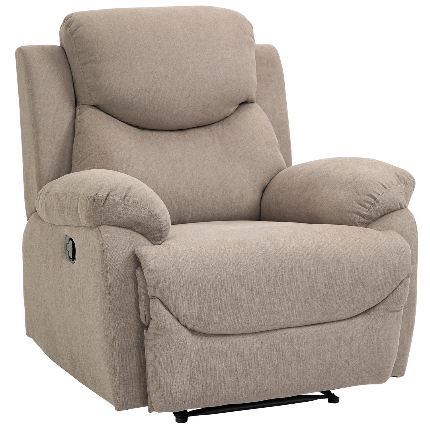 Beige loungestol med 150° lutning, linnelook