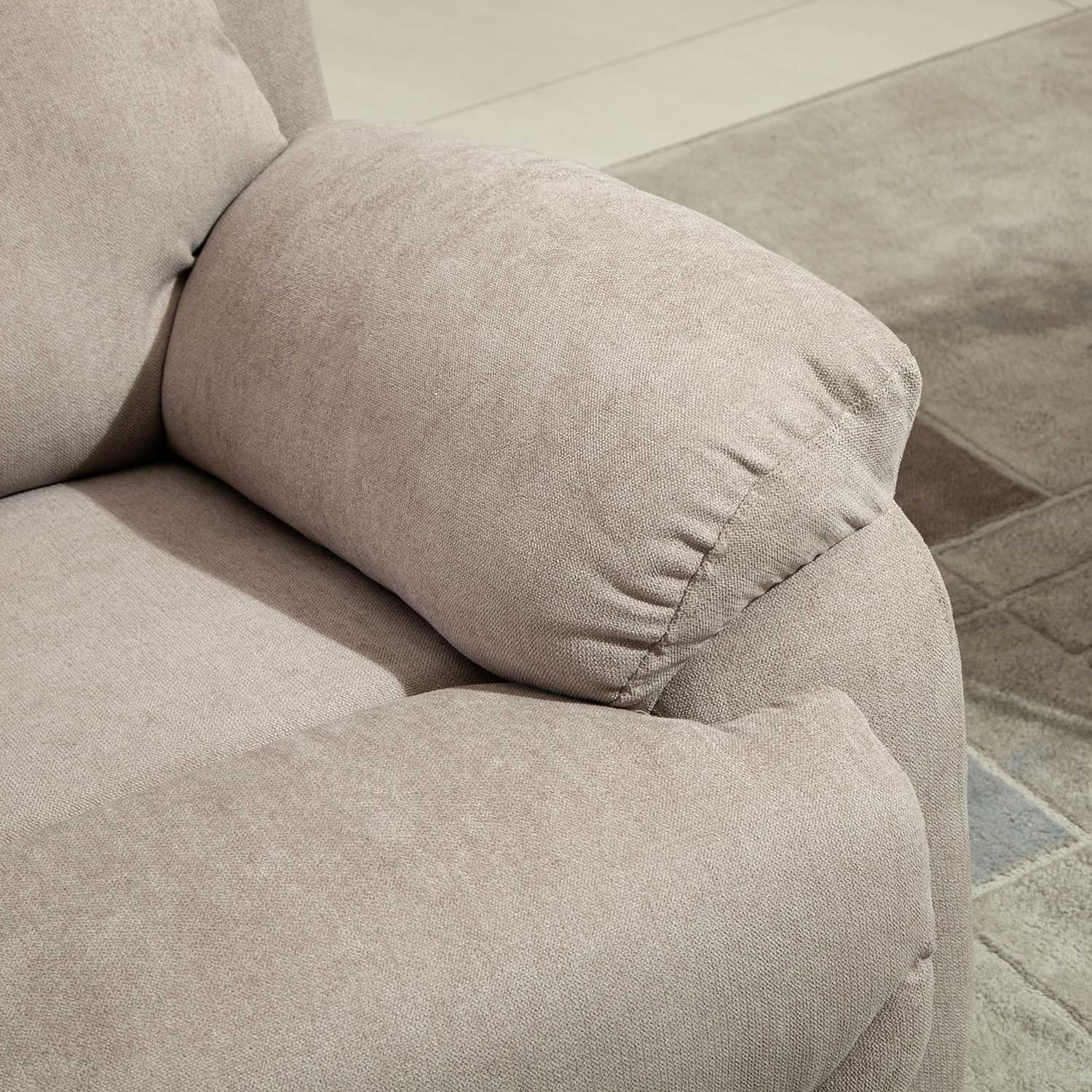 Beige loungestol med 150° lutning, linnelook
