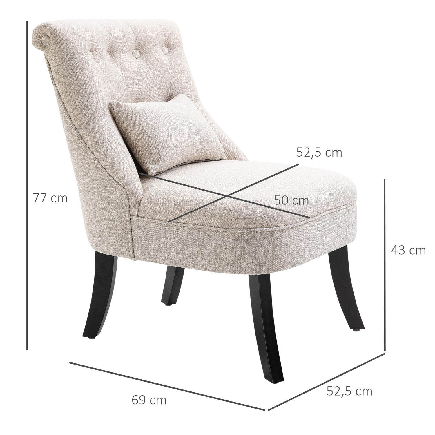 Krämvit linnelook Loungestol, träben