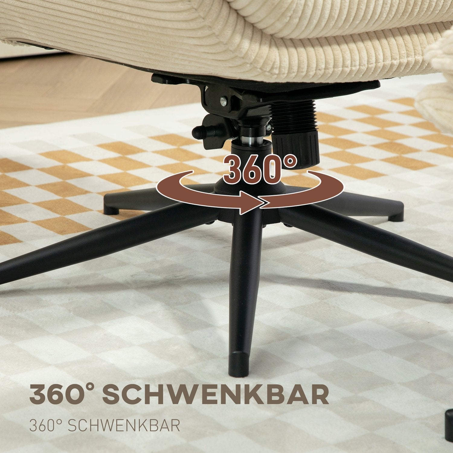 Liggstol Beige med 360° vridbar och pall