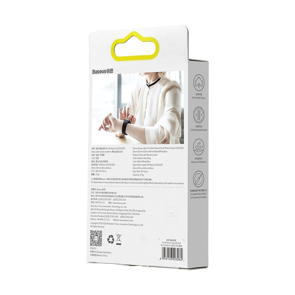 Rembandsarmband för Apple Watch 3/4/5/6/SE 38-40 mm Slip-Thru Svart