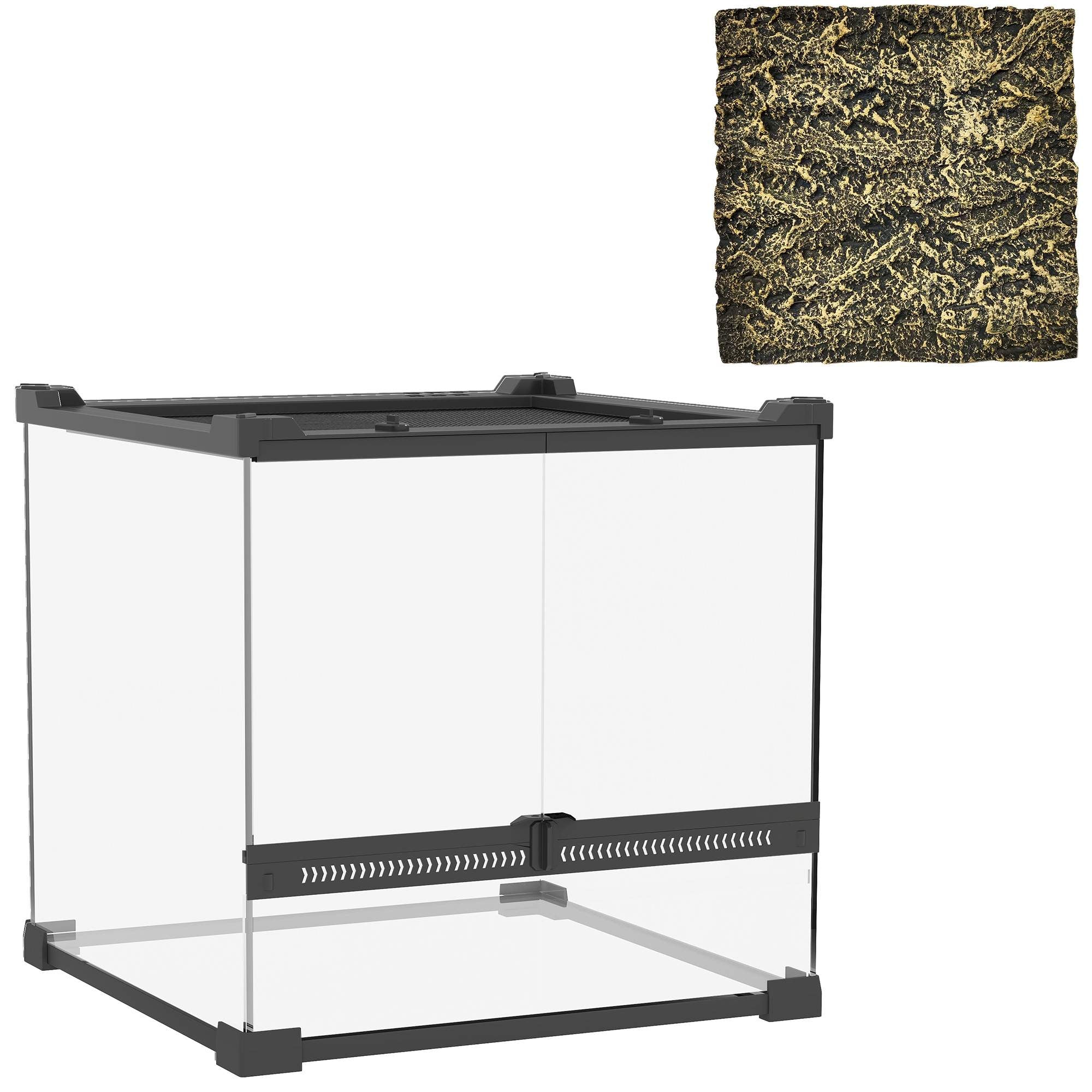 Reptilterrarium i glas, vattentät bas, säkert lås