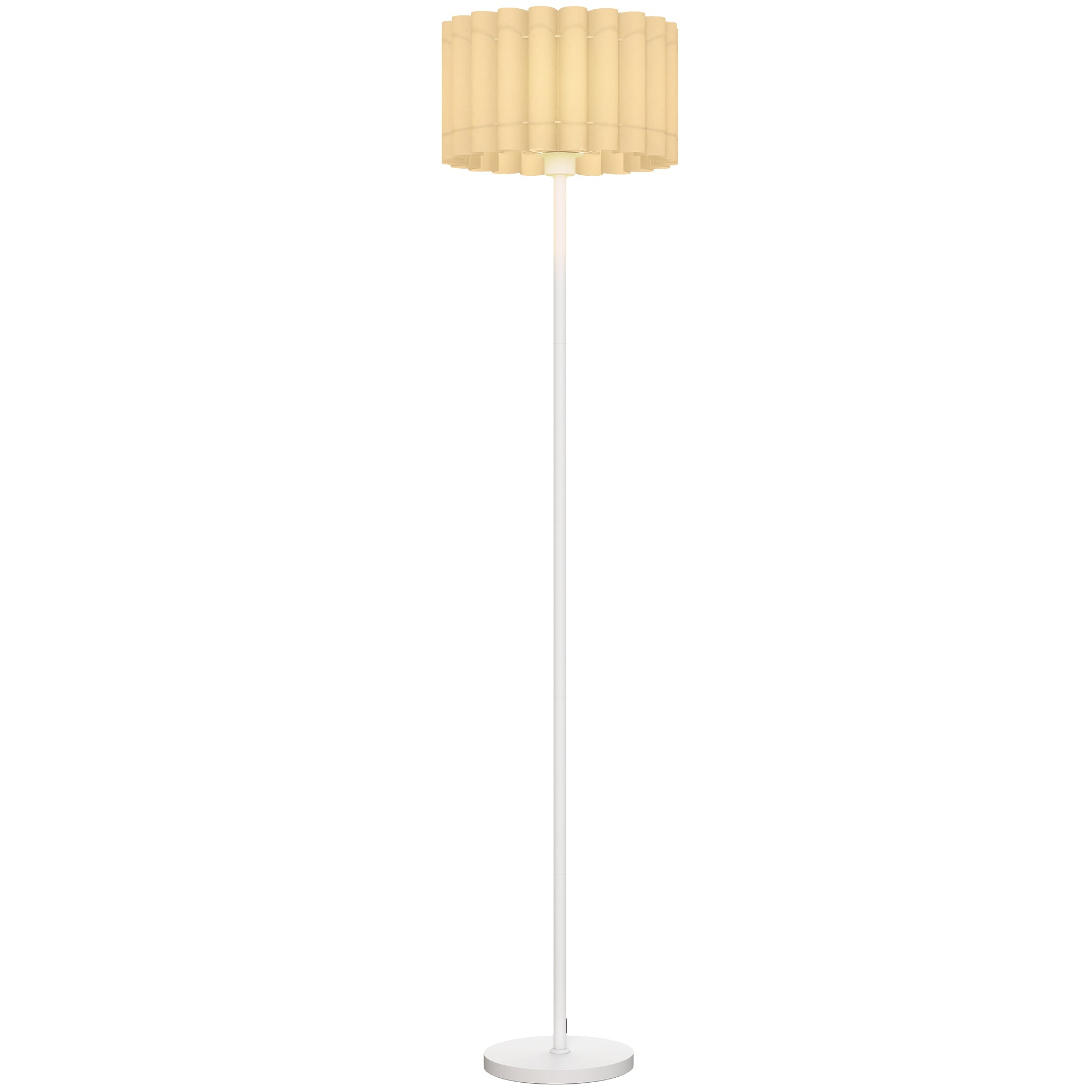 Retro golvlampa, plastskärm, fotkontakt, vit