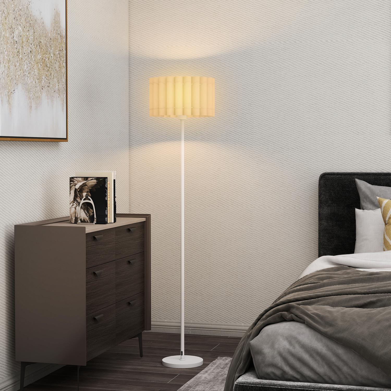 Retro golvlampa, plastskärm, fotkontakt, vit