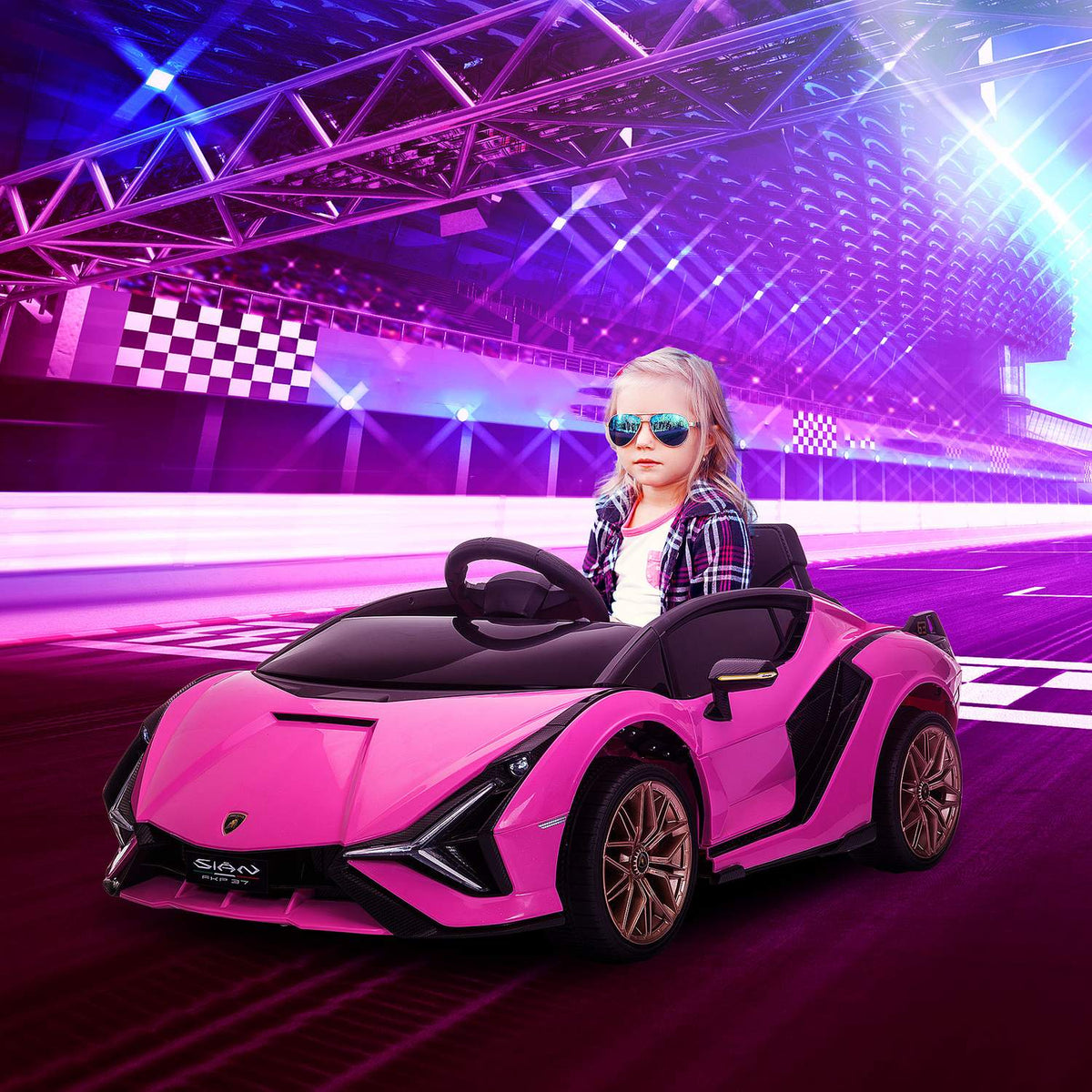 Rosa elektrisk SUV-bil for barn – 3 gir, MP3, fjernkontroll