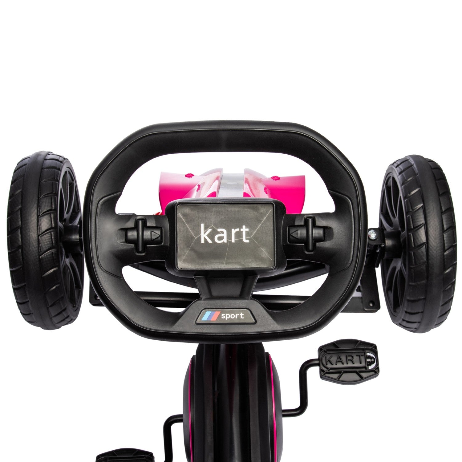 Rosa pedal gokart för barn 3-8 år, handbroms & justerbar sits