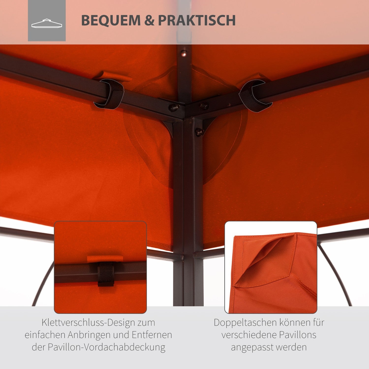 Rostrött Ersättningstak för 3x4M Metal Gazebo