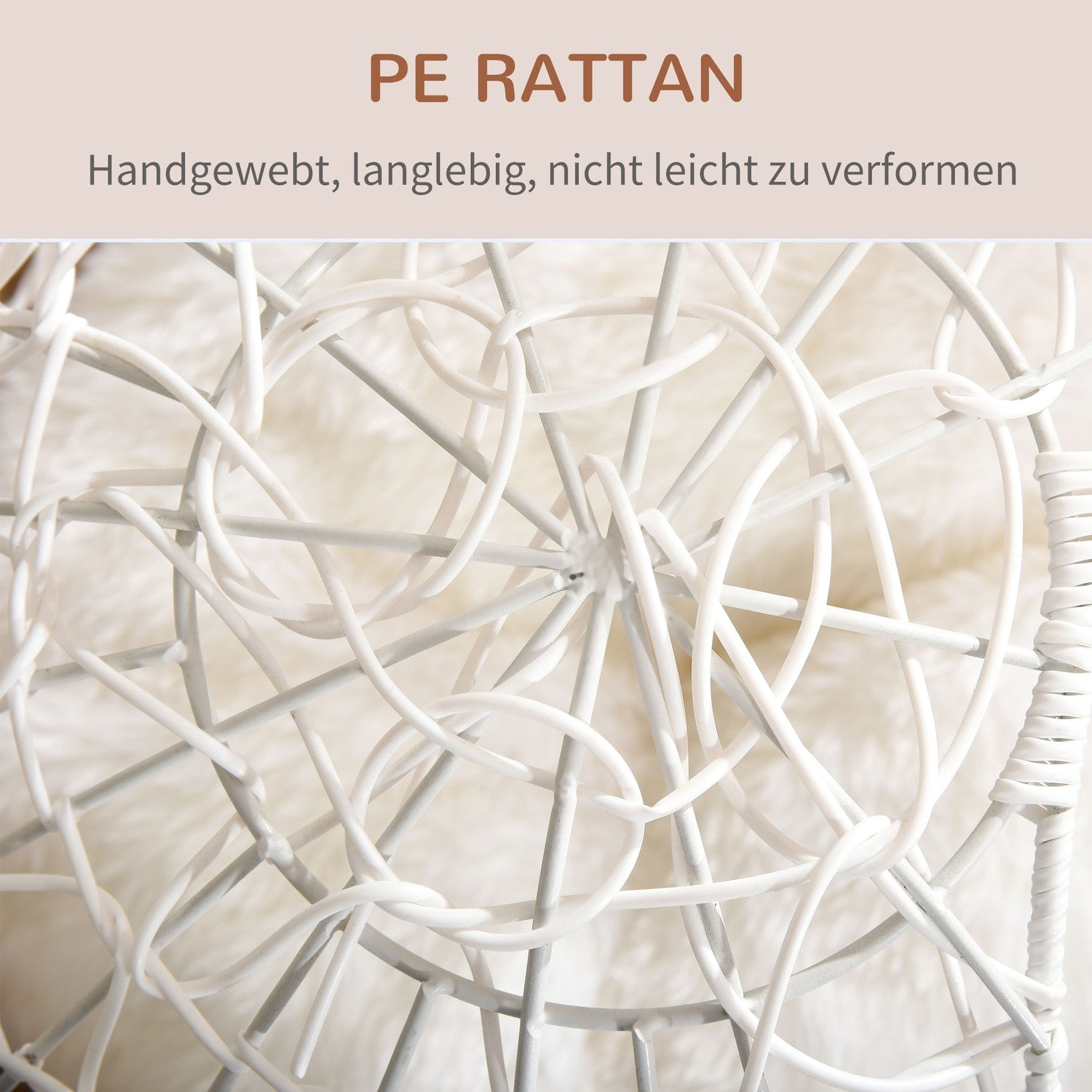 Rottingkattgrotta med kudde, förhöjd design, krämfärgad Ø45x57 Cm