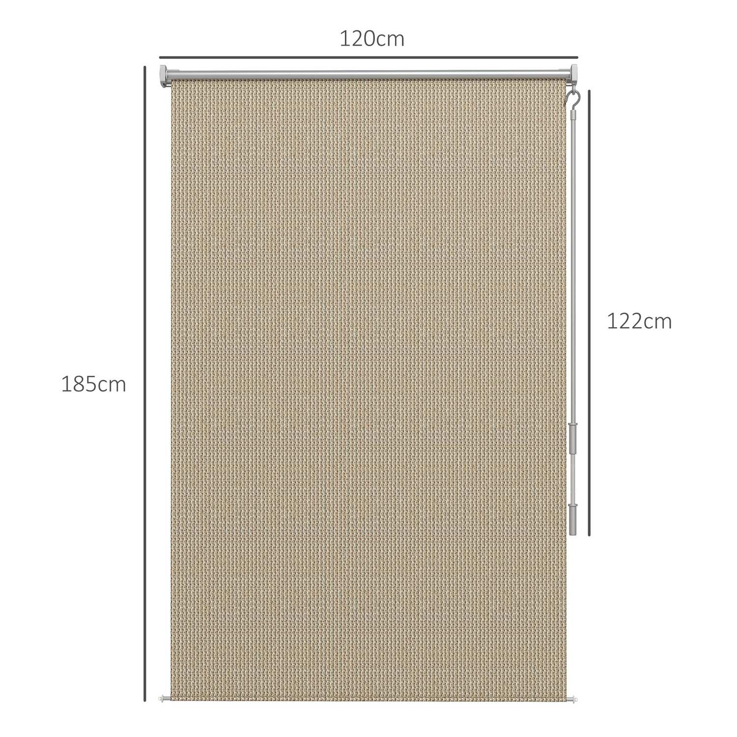 Rullgardin för utomhusbruk, Blackout Privacy Screen, 120x185 cm, Beige