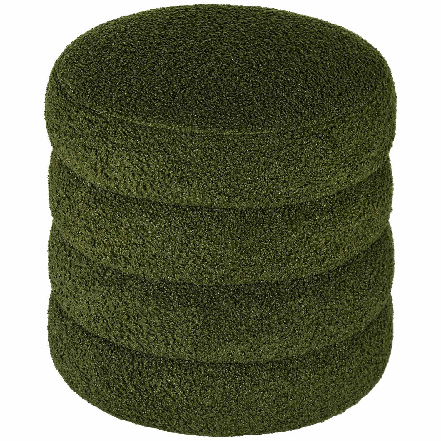 Rund ottoman, Teddy Fleece, 120 kg Kapacitet, Grön